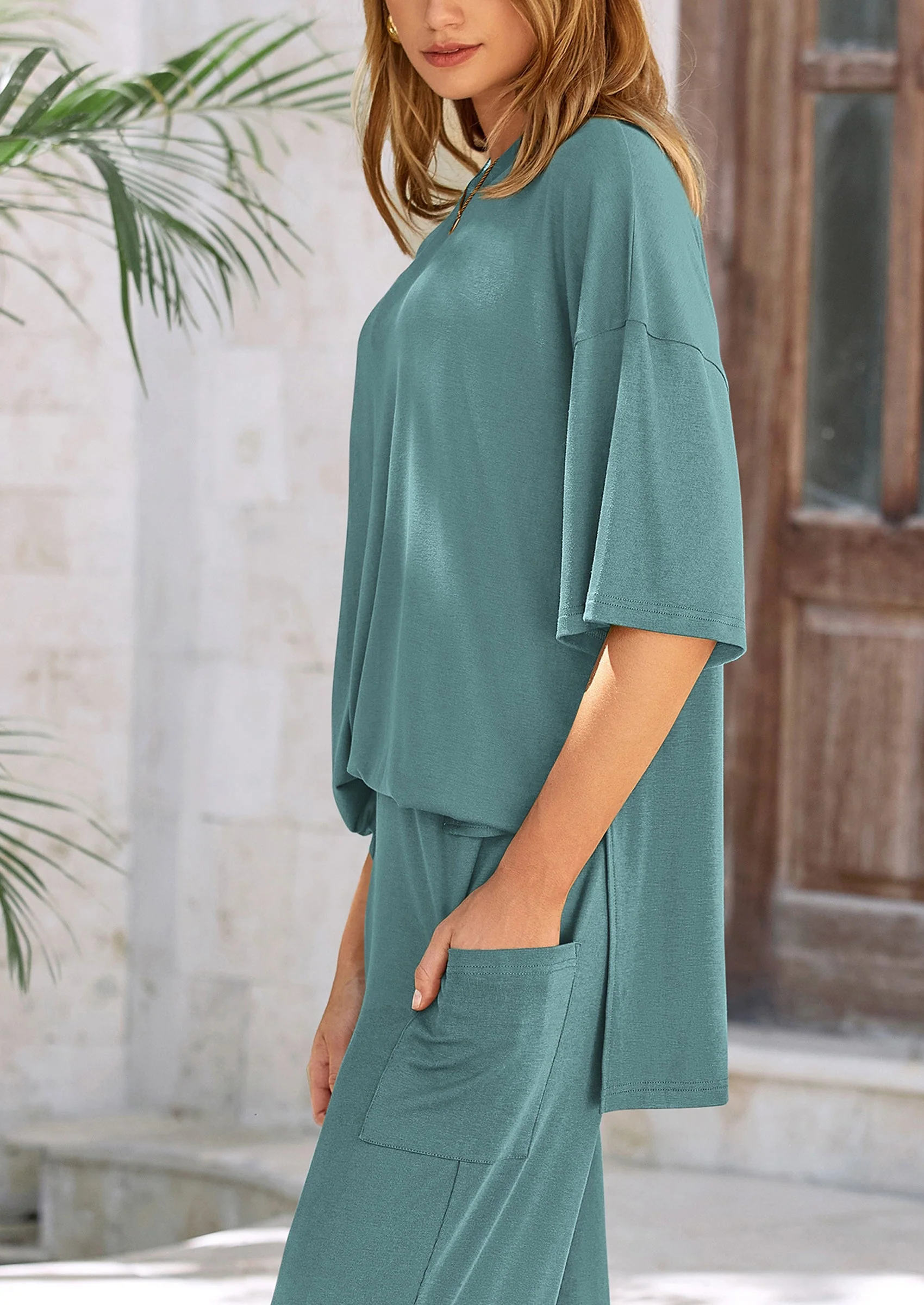 PRETTYGARDEN Women's 2 Piece Outfits Casual Short Sleeve Pullover Tops and Wide Leg Pants Lounge Sets Tracksuits - Image 44