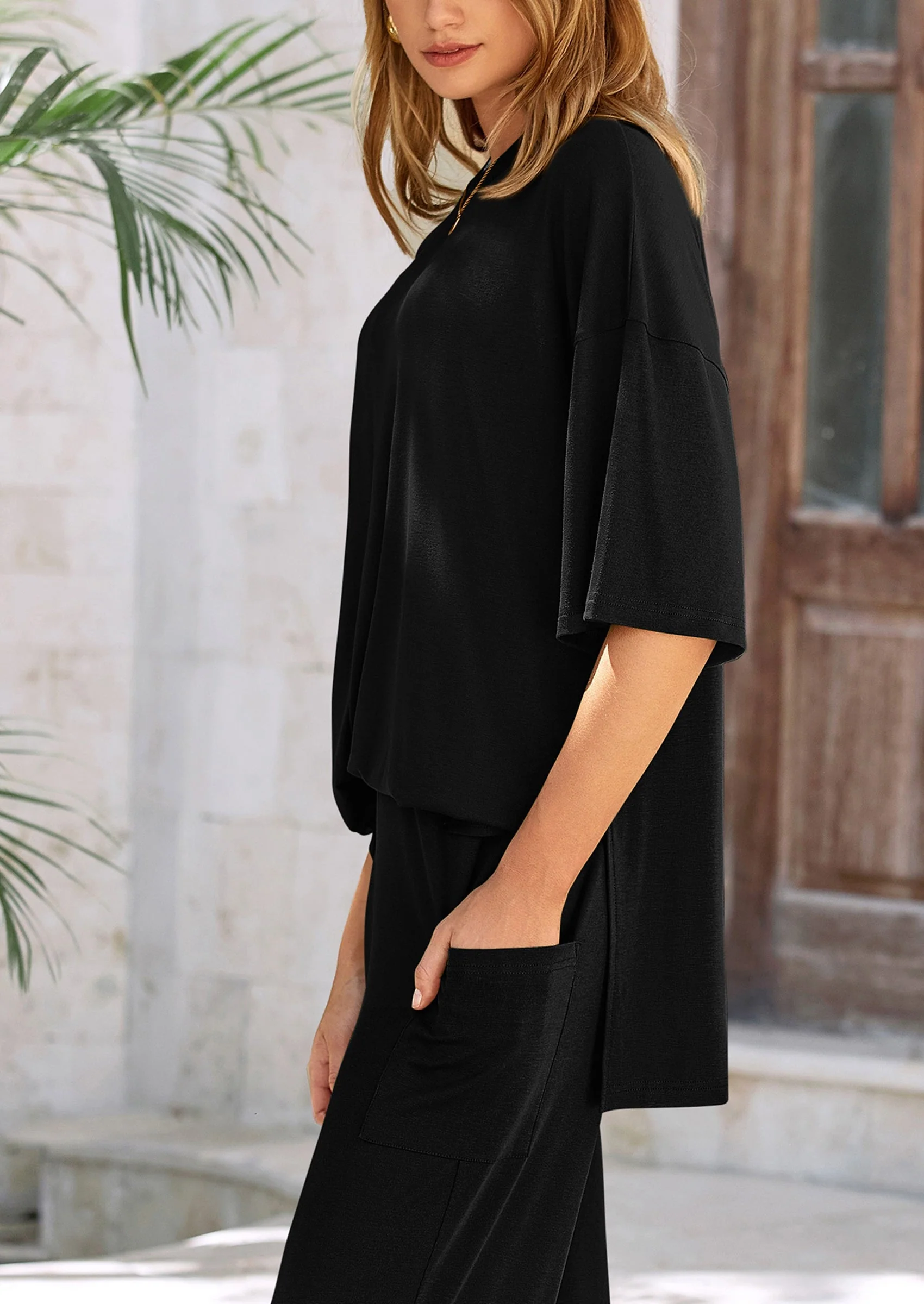 PRETTYGARDEN Women's 2 Piece Outfits Casual Short Sleeve Pullover Tops and Wide Leg Pants Lounge Sets Tracksuits - Image 49