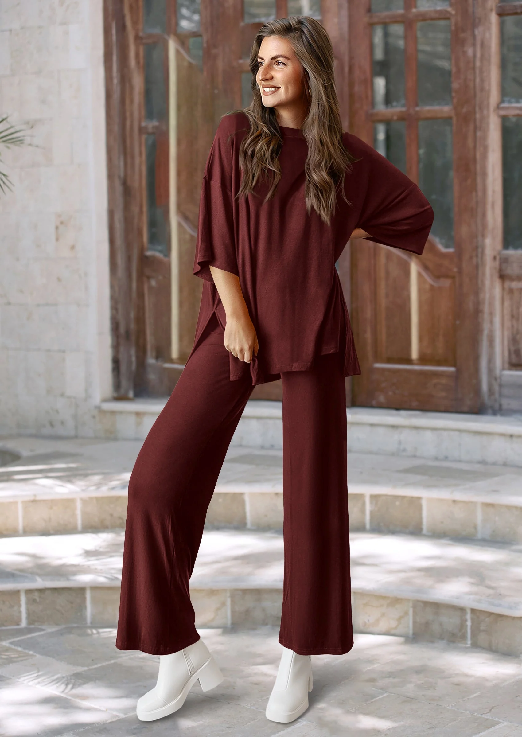 PRETTYGARDEN Women's 2 Piece Outfits Casual Short Sleeve Pullover Tops and Wide Leg Pants Lounge Sets Tracksuits - Image 58