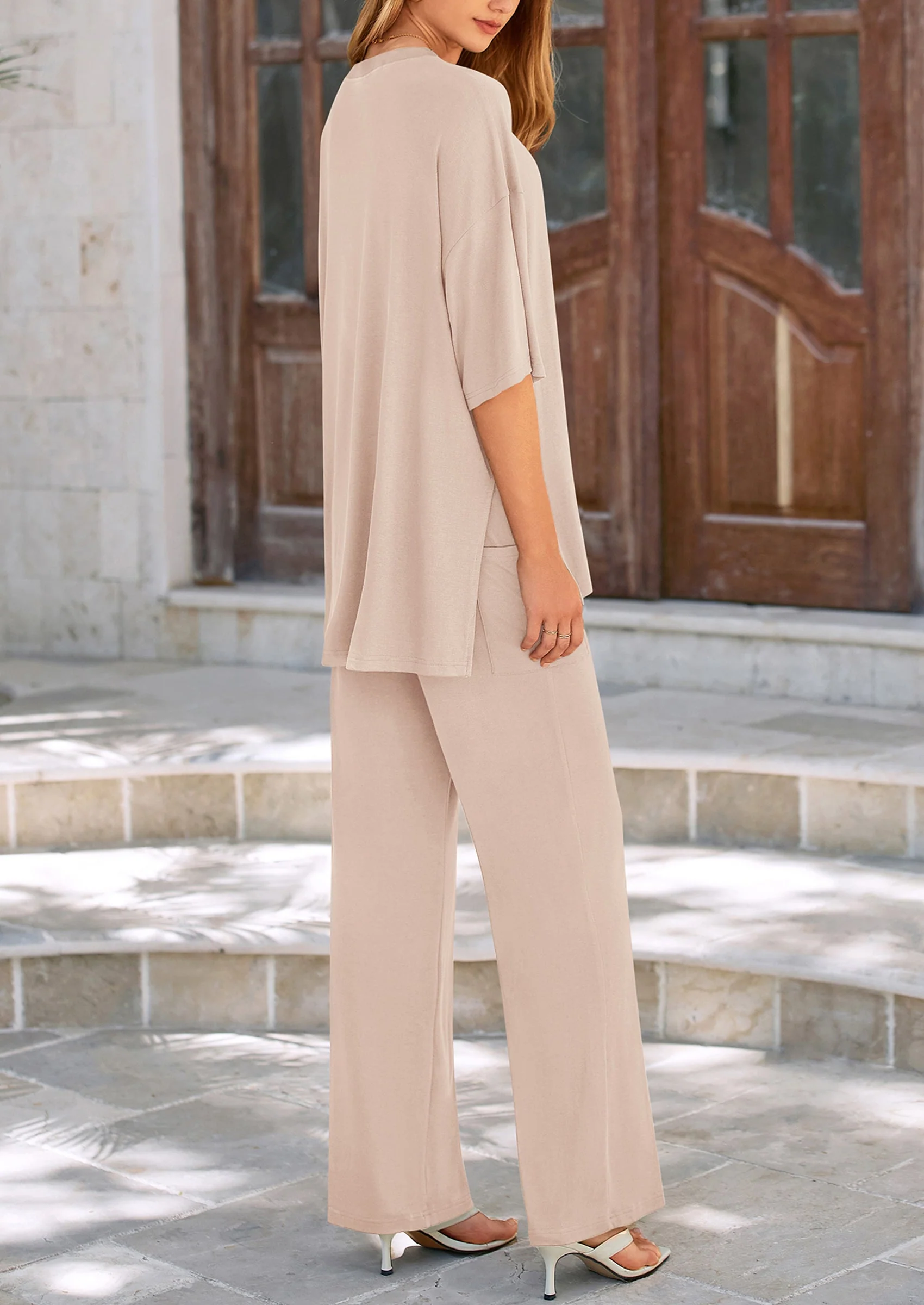 PRETTYGARDEN Women's 2 Piece Outfits Casual Short Sleeve Pullover Tops and Wide Leg Pants Lounge Sets Tracksuits - Image 84