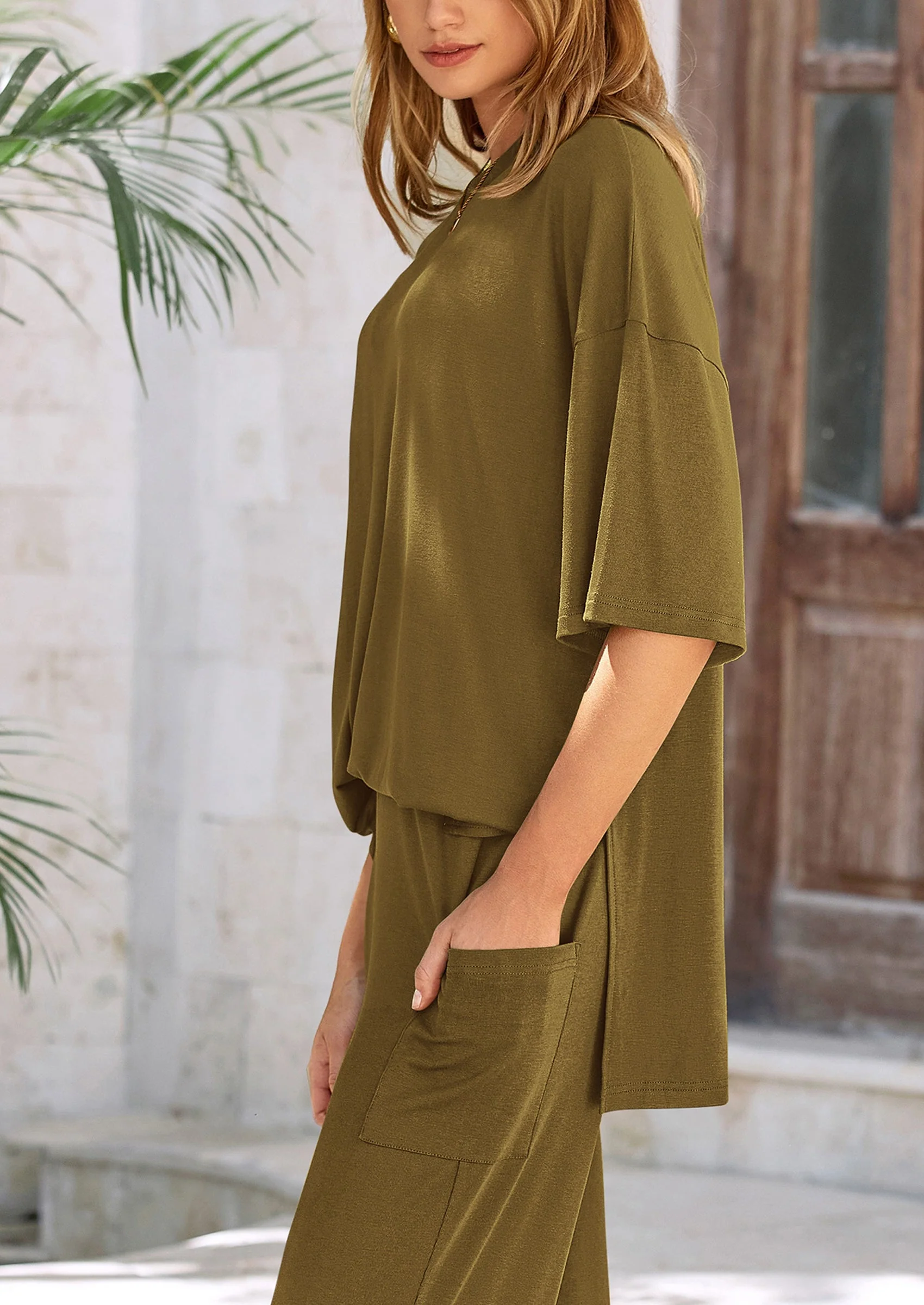 PRETTYGARDEN Women's 2 Piece Outfits Casual Short Sleeve Pullover Tops and Wide Leg Pants Lounge Sets Tracksuits - Image 95