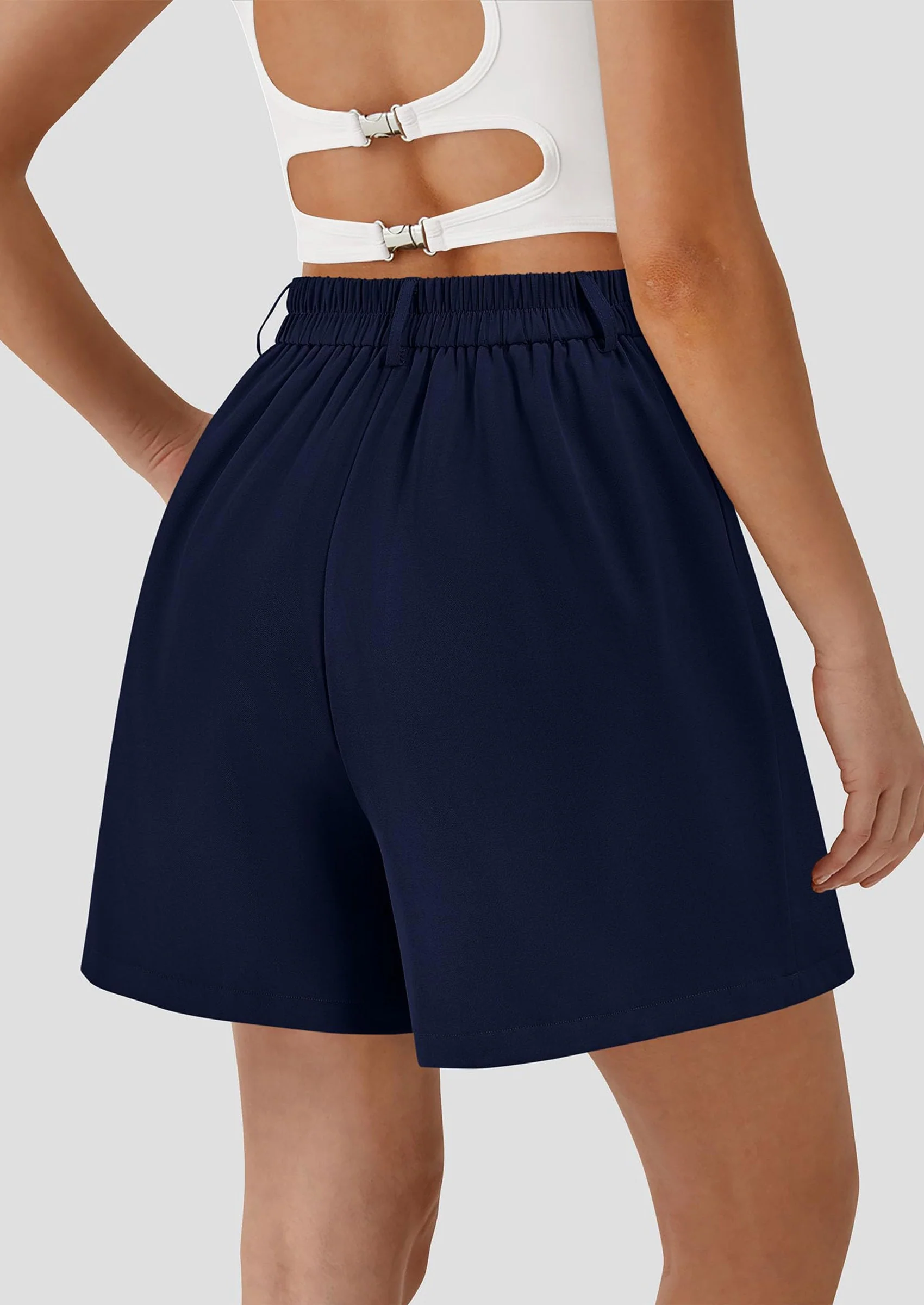 PRETTYGARDEN Shorts for Women Dressy Summer Elastic High Waisted Wide Leg Business Casual Work Shorts with Pockets - Image 11