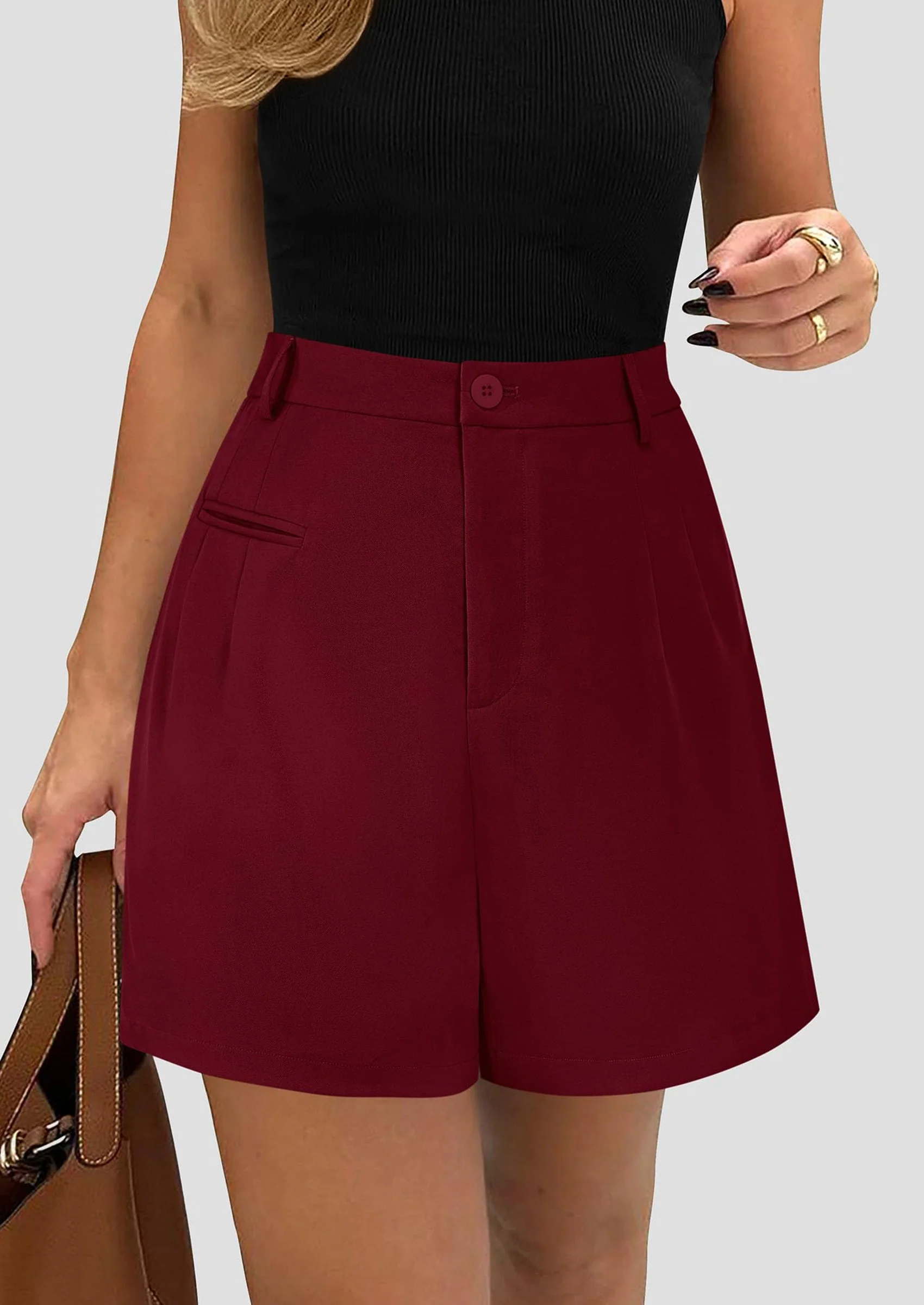 PRETTYGARDEN Shorts for Women Dressy Summer Elastic High Waisted Wide Leg Business Casual Work Shorts with Pockets - Image 30