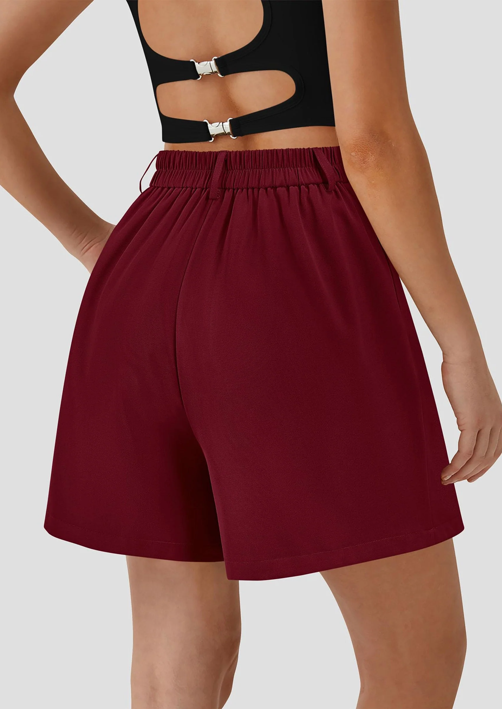 PRETTYGARDEN Shorts for Women Dressy Summer Elastic High Waisted Wide Leg Business Casual Work Shorts with Pockets - Image 31