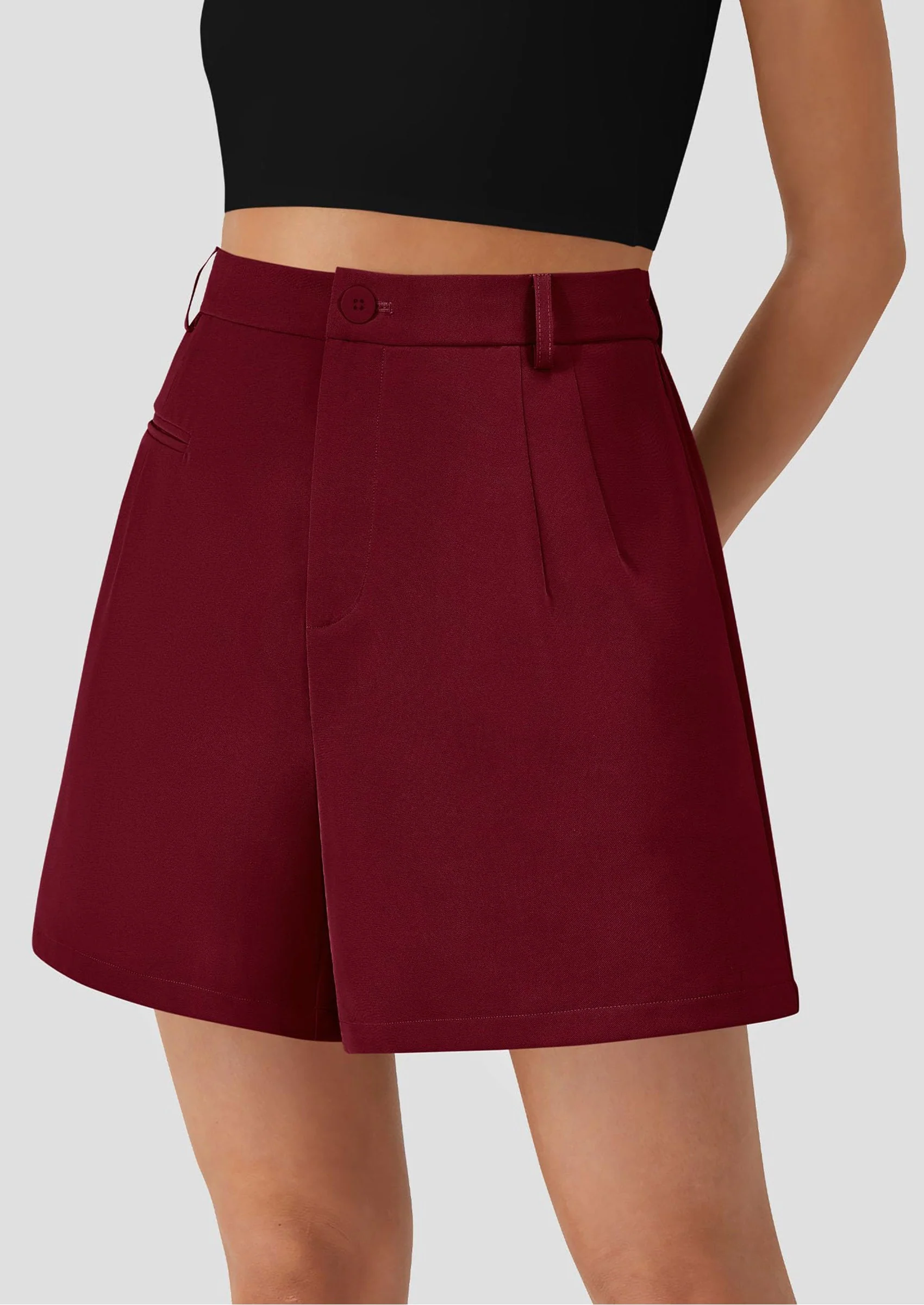 PRETTYGARDEN Shorts for Women Dressy Summer Elastic High Waisted Wide Leg Business Casual Work Shorts with Pockets - Image 32