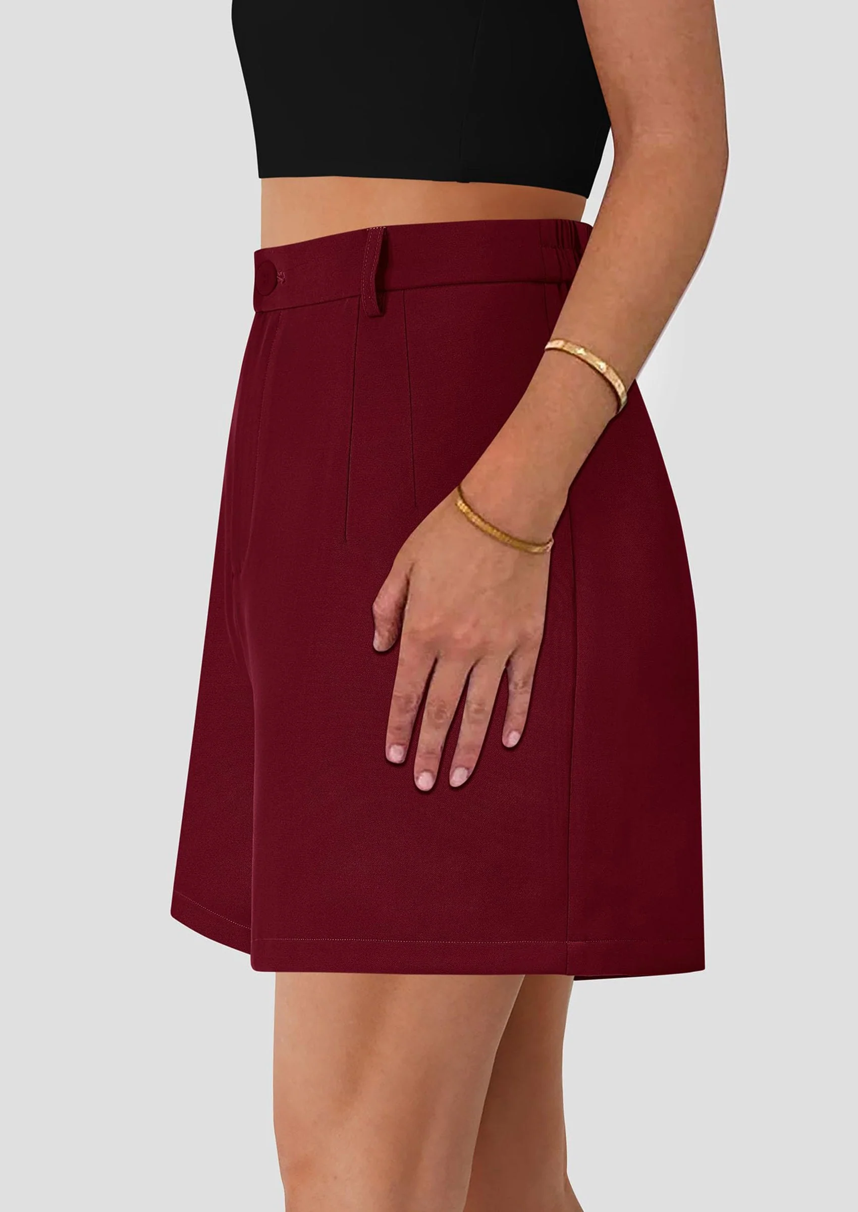 PRETTYGARDEN Shorts for Women Dressy Summer Elastic High Waisted Wide Leg Business Casual Work Shorts with Pockets - Image 33