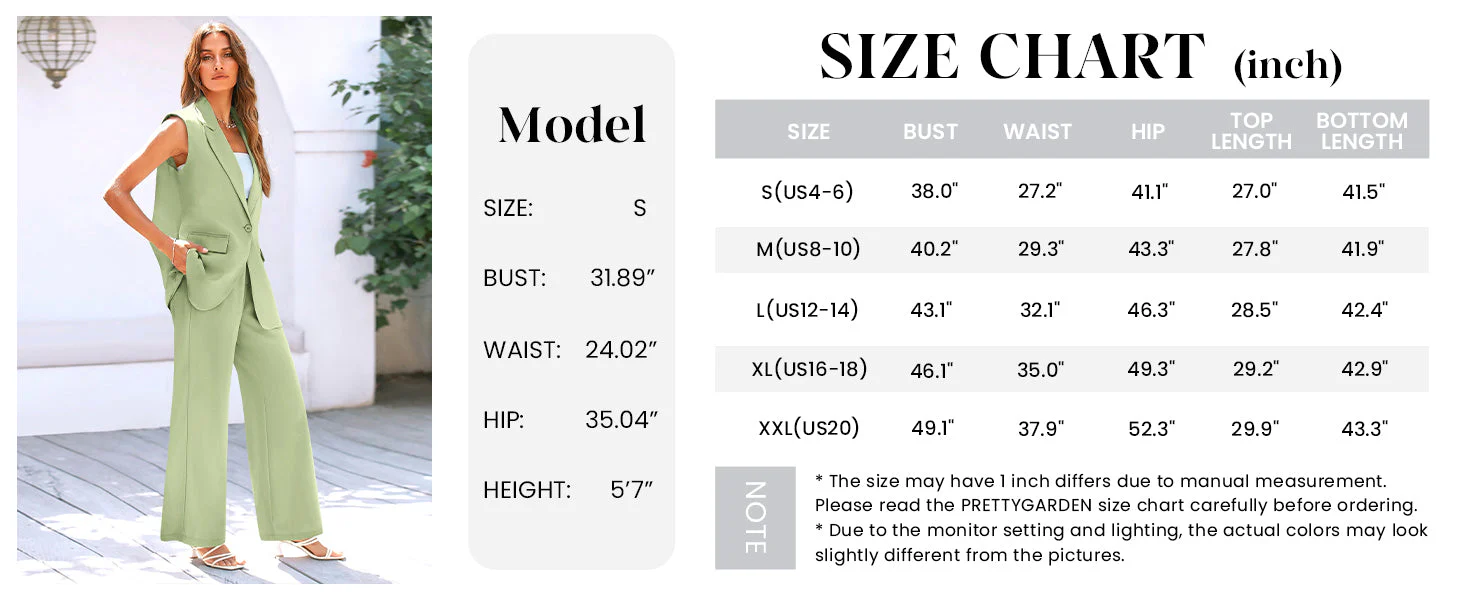PRETTYGARDEN Women's 2 Piece Outfits Sleeveless Suit Vest and Wide Leg Pants Business Casual Blazer Sets - Image 14