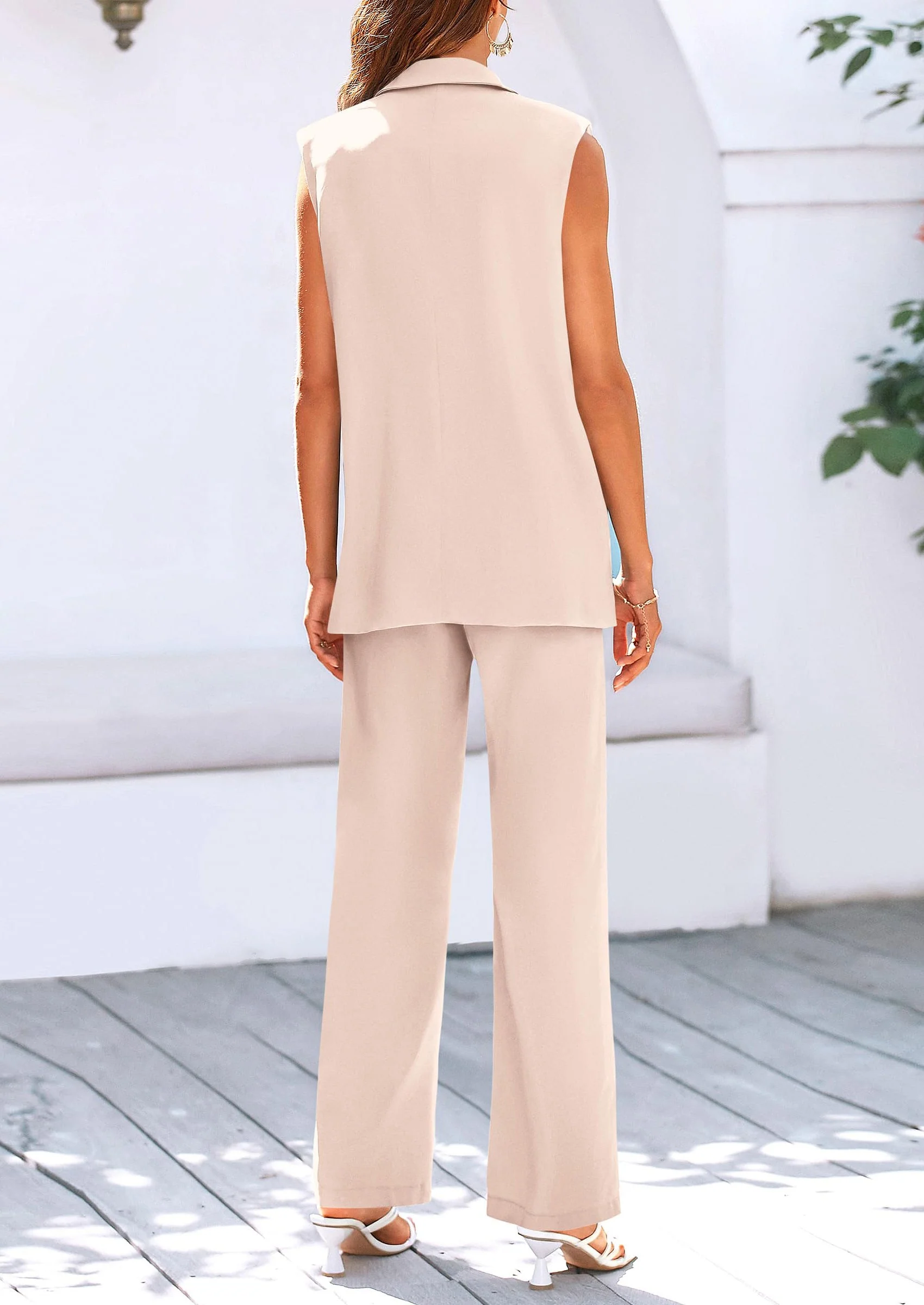 PRETTYGARDEN Women's 2 Piece Outfits Sleeveless Suit Vest and Wide Leg Pants Business Casual Blazer Sets - Image 24