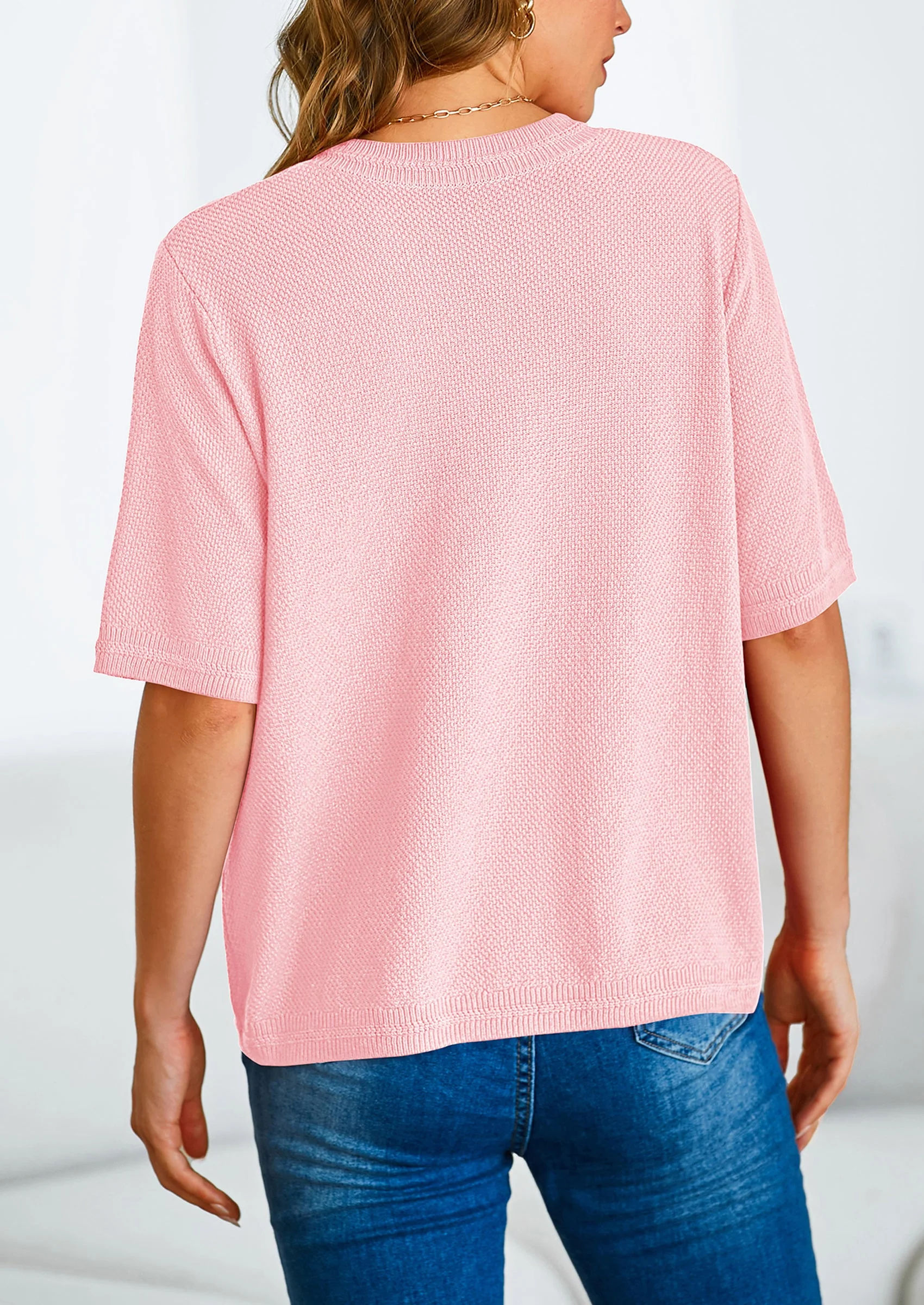 PRETTYGARDEN Women's Summer Button Down Shirts Casual Short Sleeve Crew Neck Ribbed Knit Blouse Top Cardigans - Image 21