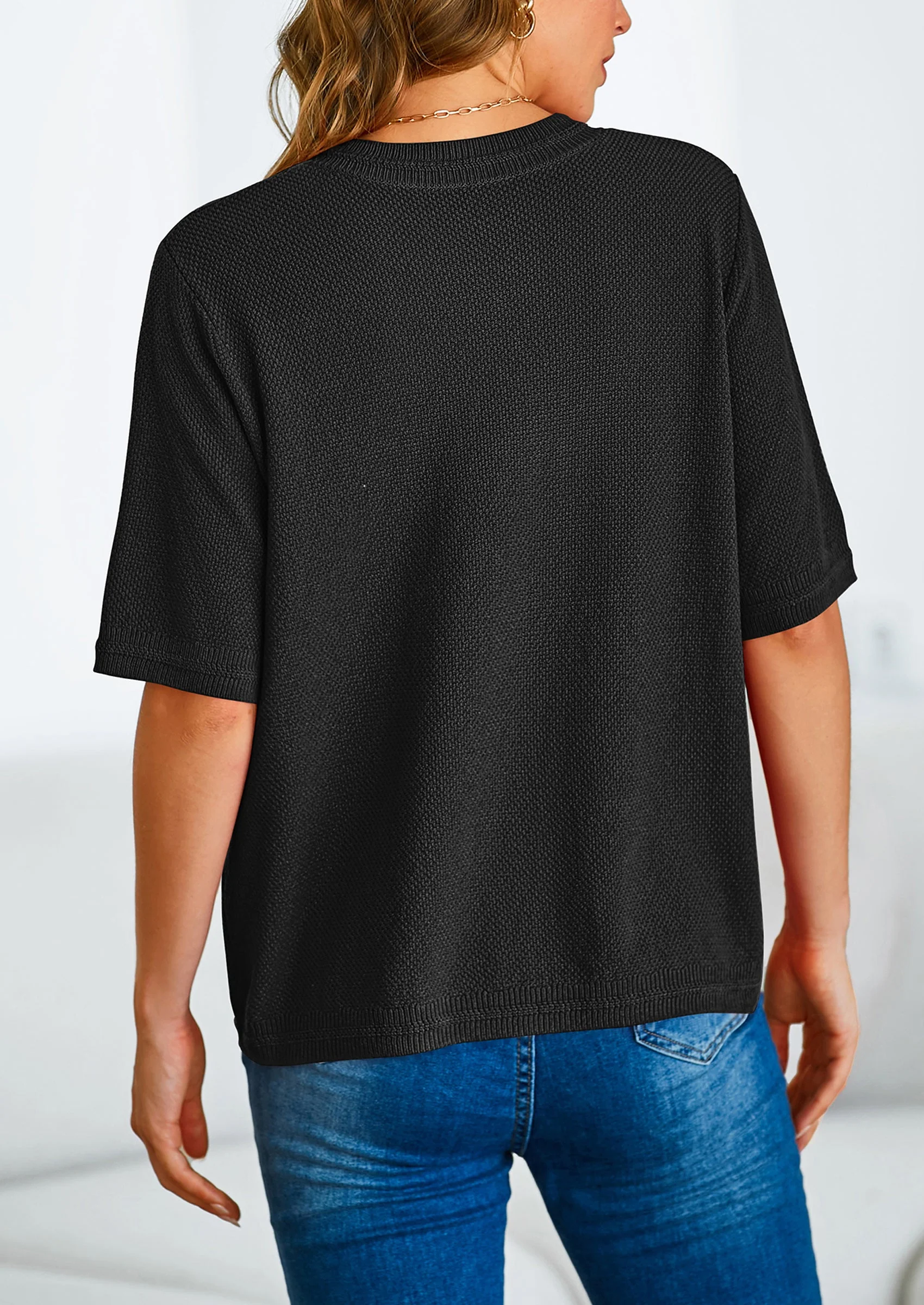 PRETTYGARDEN Women's Summer Button Down Shirts Casual Short Sleeve Crew Neck Ribbed Knit Blouse Top Cardigans - Image 27