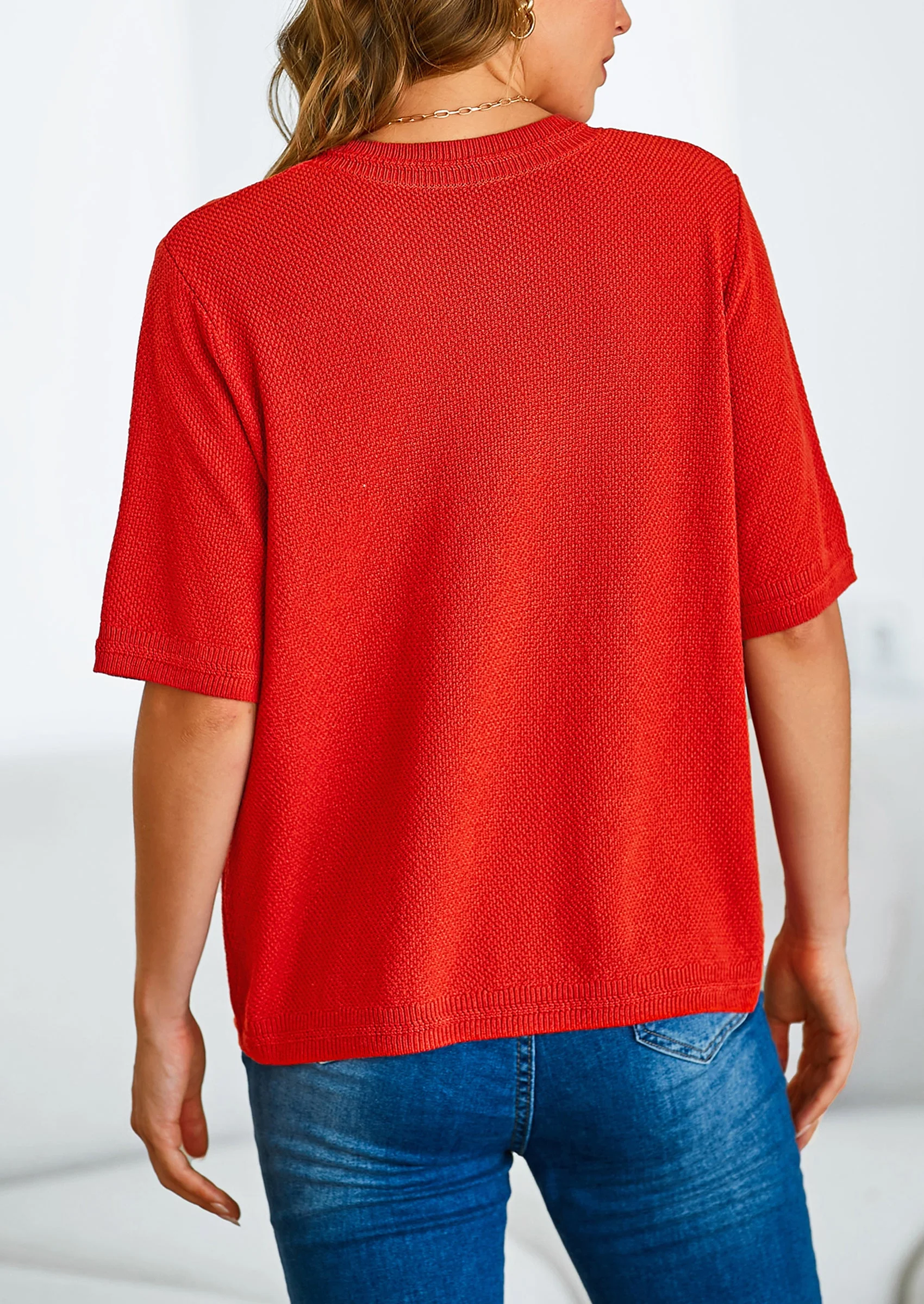 PRETTYGARDEN Women's Summer Button Down Shirts Casual Short Sleeve Crew Neck Ribbed Knit Blouse Top Cardigans - Image 33