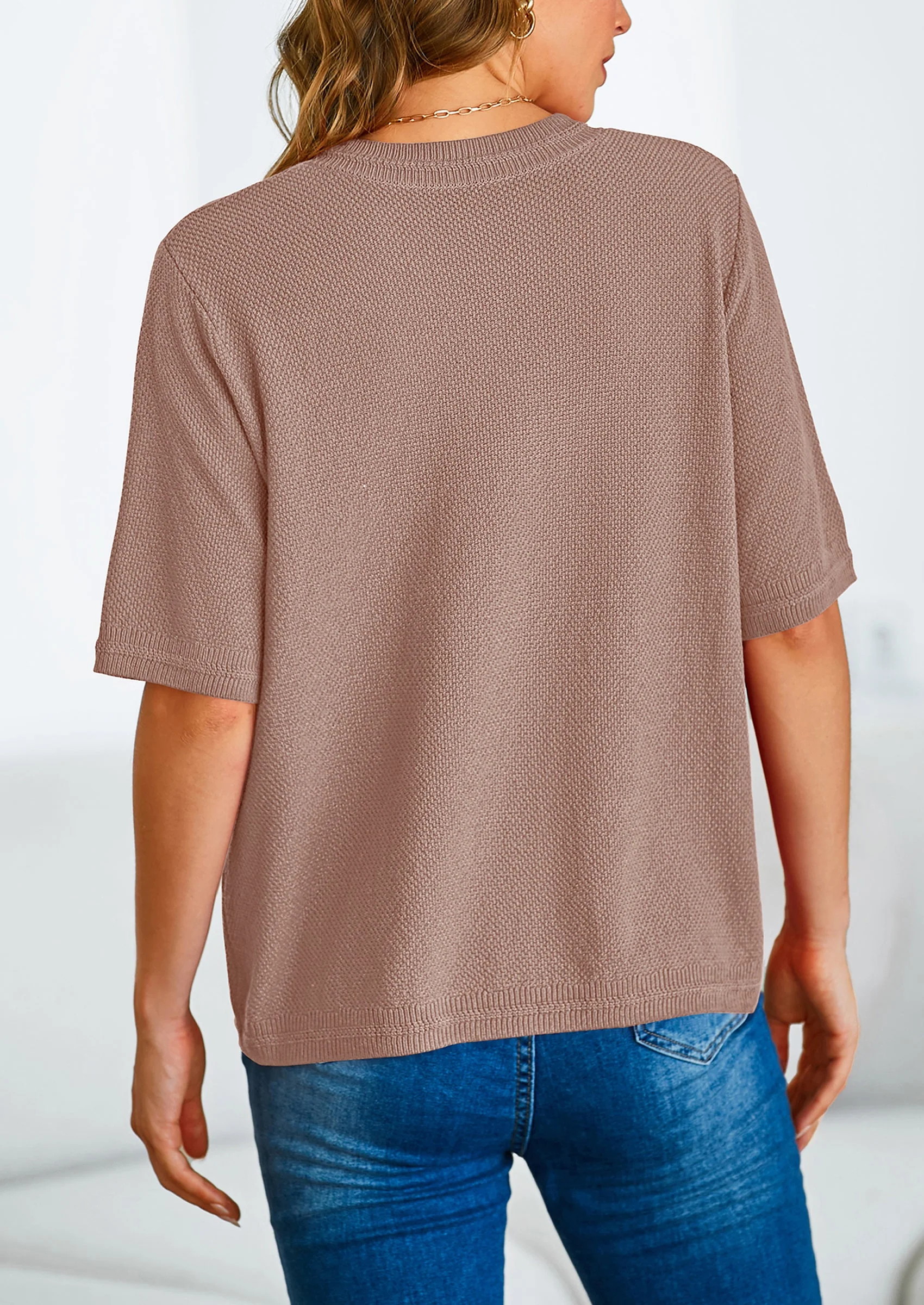 PRETTYGARDEN Women's Summer Button Down Shirts Casual Short Sleeve Crew Neck Ribbed Knit Blouse Top Cardigans - Image 45