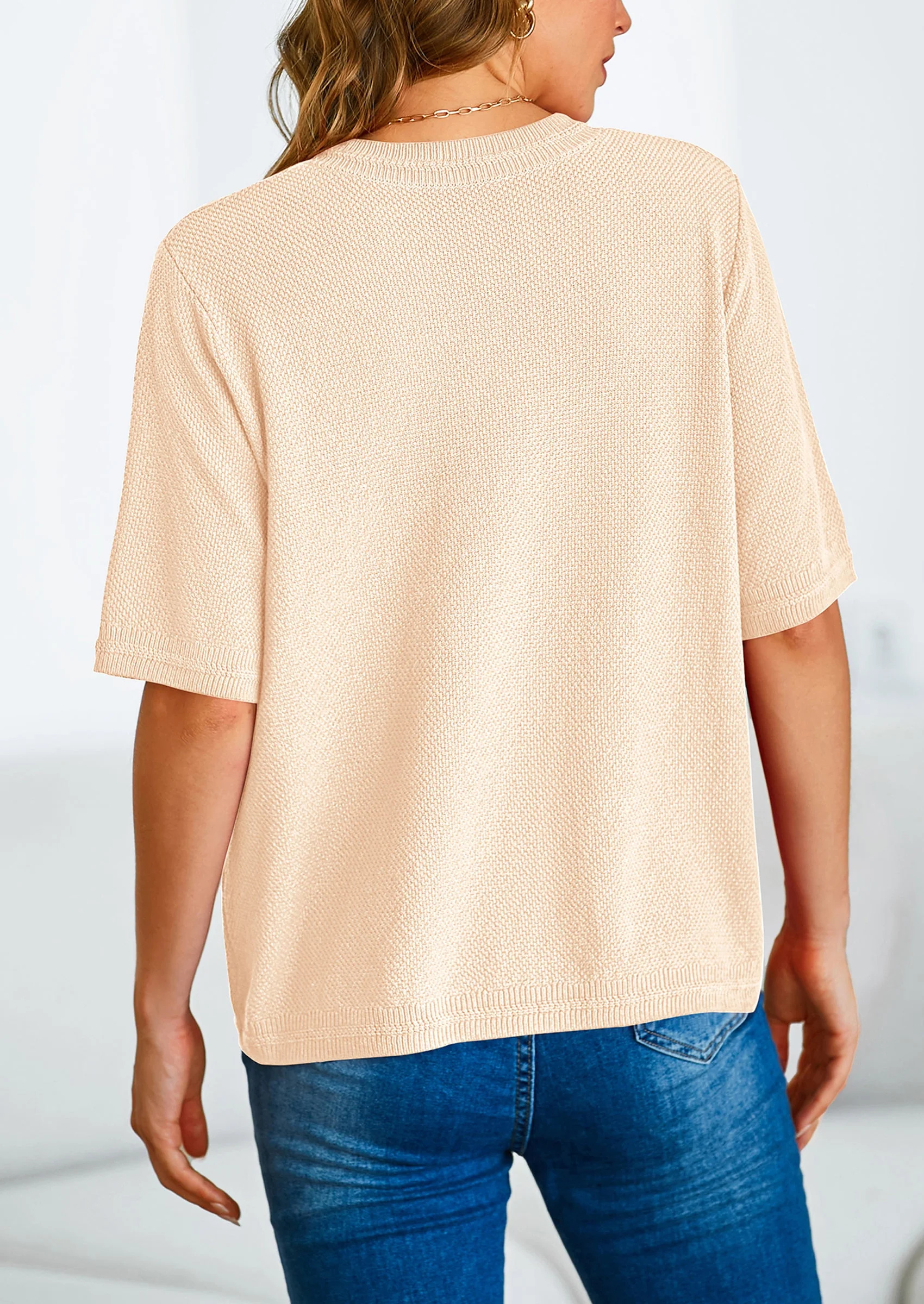 PRETTYGARDEN Women's Summer Button Down Shirts Casual Short Sleeve Crew Neck Ribbed Knit Blouse Top Cardigans - Image 57