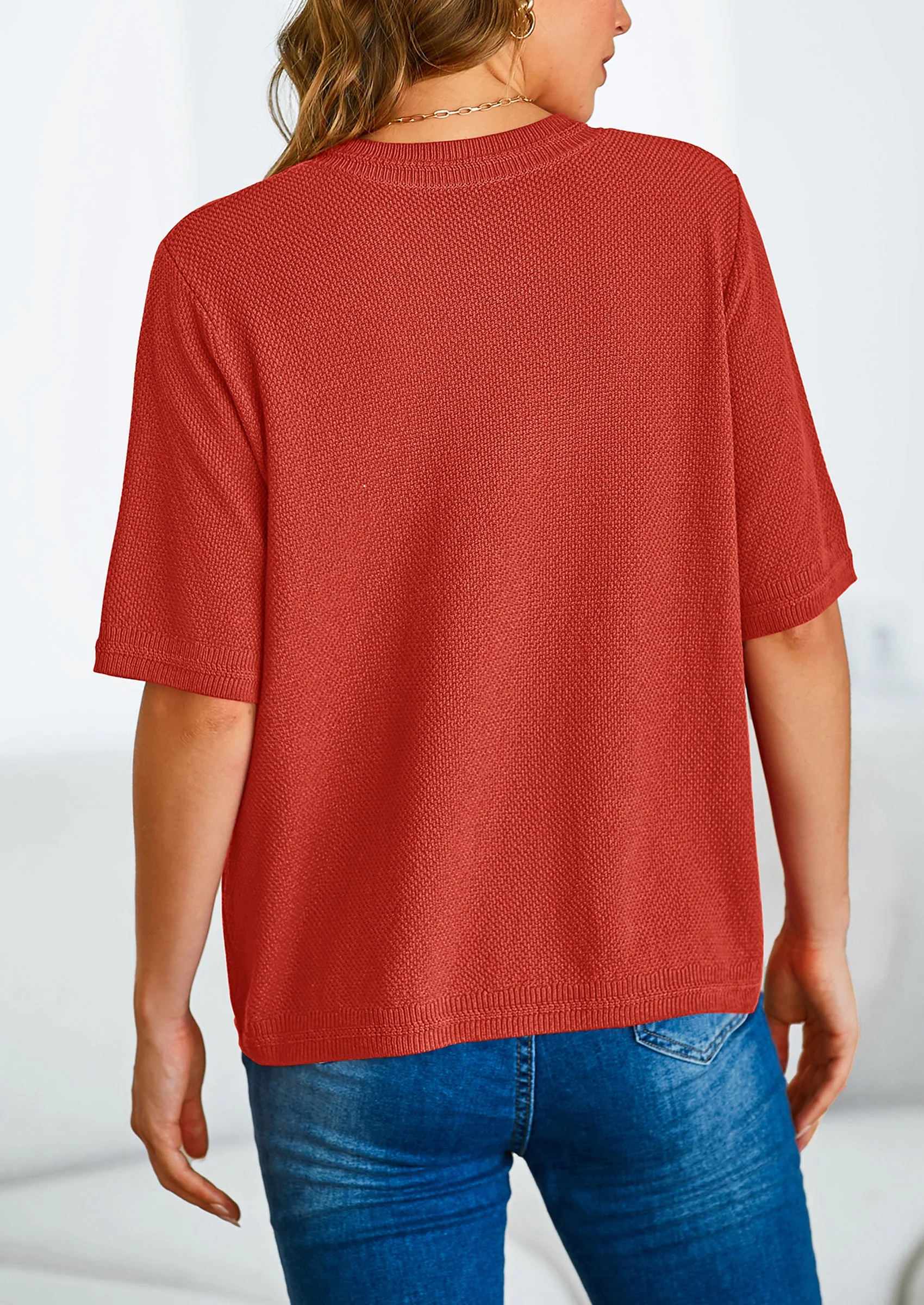 PRETTYGARDEN Women's Summer Button Down Shirts Casual Short Sleeve Crew Neck Ribbed Knit Blouse Top Cardigans - Image 75