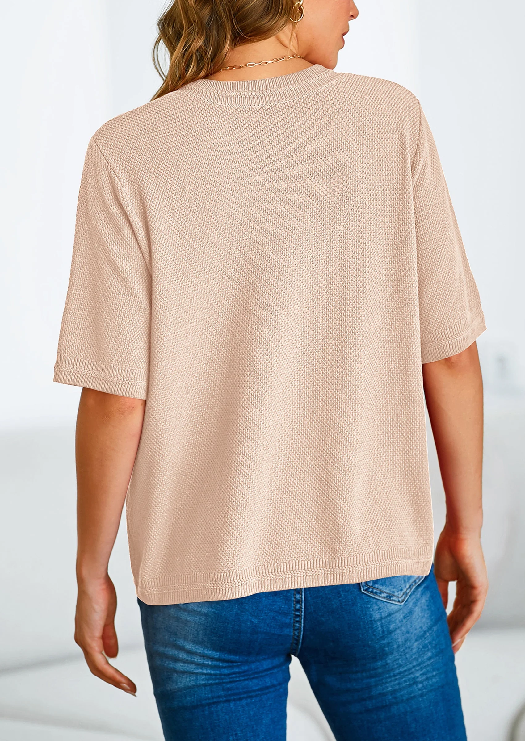 PRETTYGARDEN Women's Summer Button Down Shirts Casual Short Sleeve Crew Neck Ribbed Knit Blouse Top Cardigans - Image 81