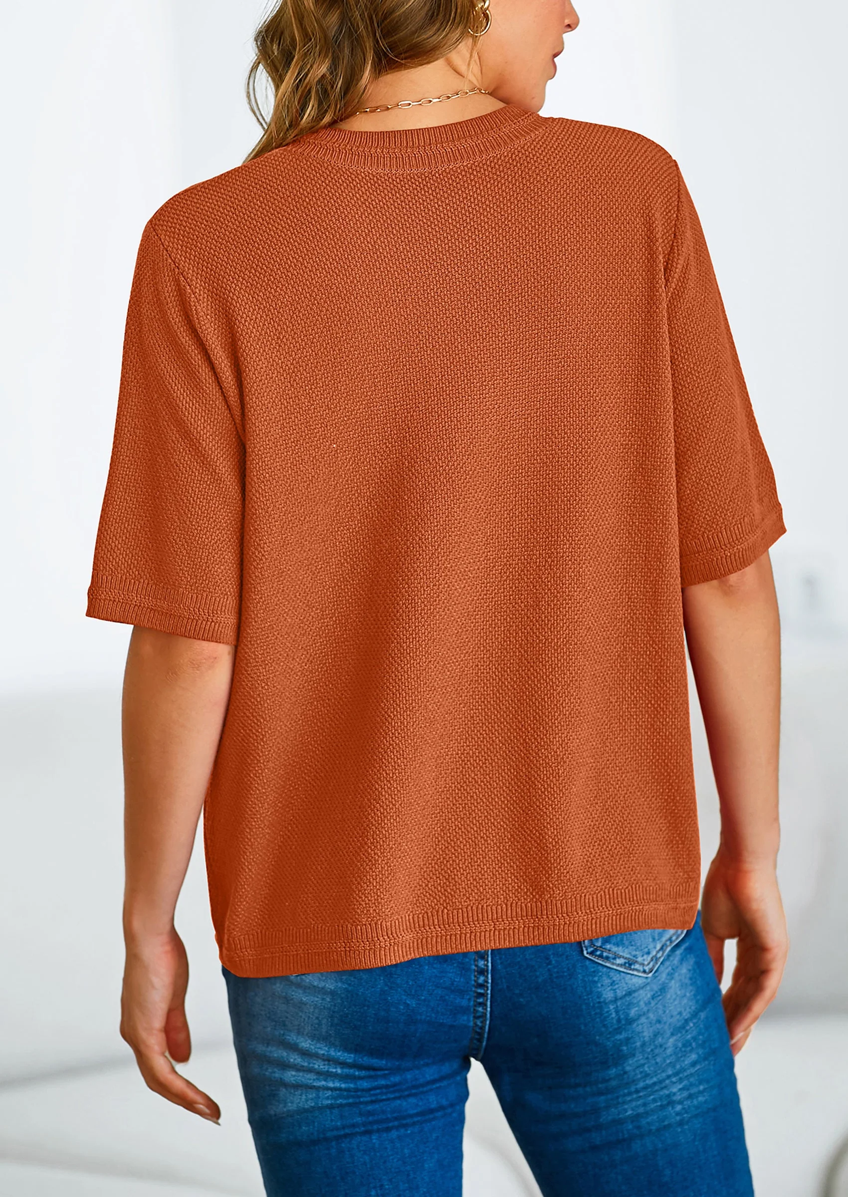 PRETTYGARDEN Women's Summer Button Down Shirts Casual Short Sleeve Crew Neck Ribbed Knit Blouse Top Cardigans - Image 87