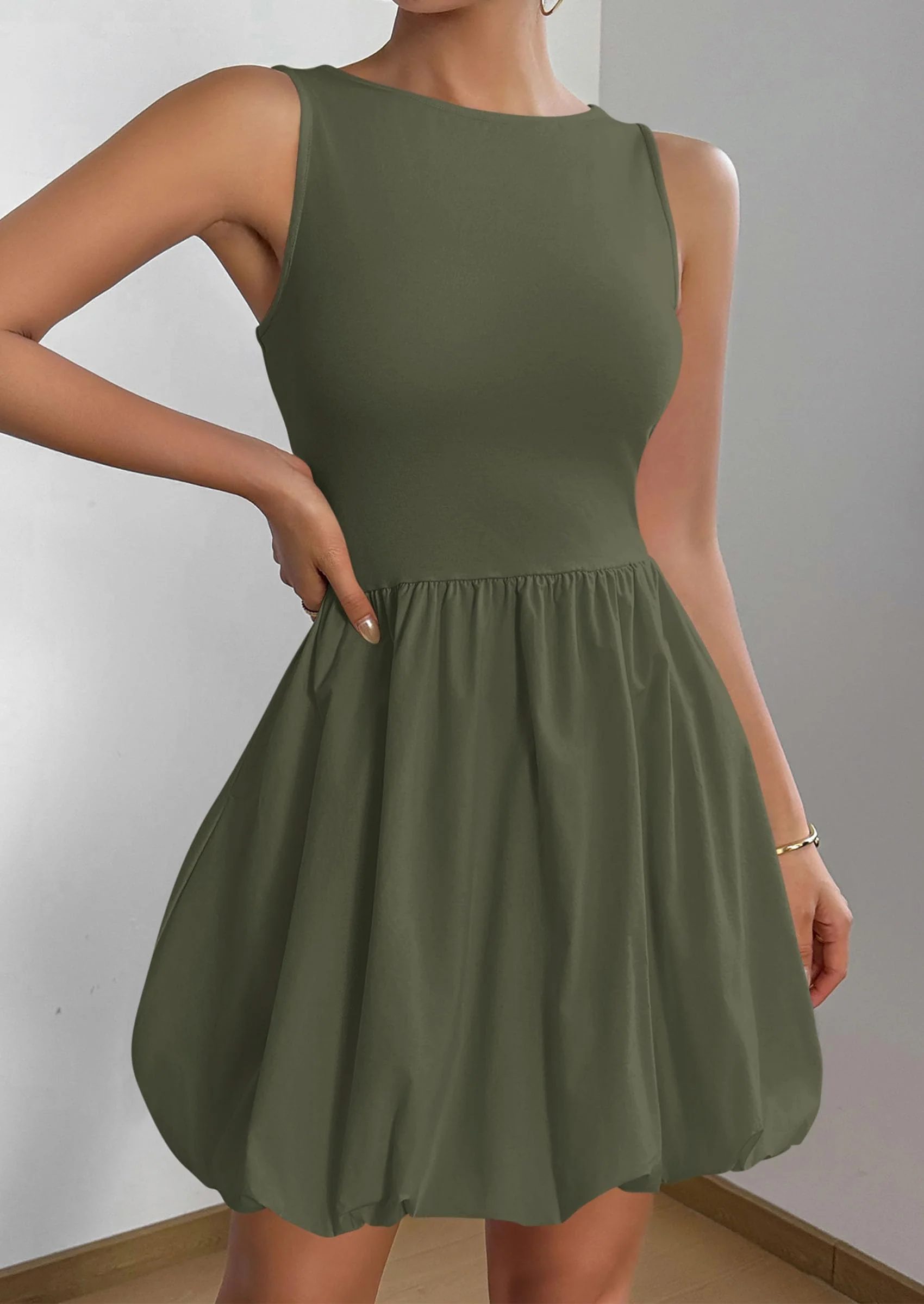 PRETTYGARDEN Summer Dresses for Women Casual Sleeveless Tank Mini Short Dress Crew Neck Bubble Sundress with Pockets - Image 21