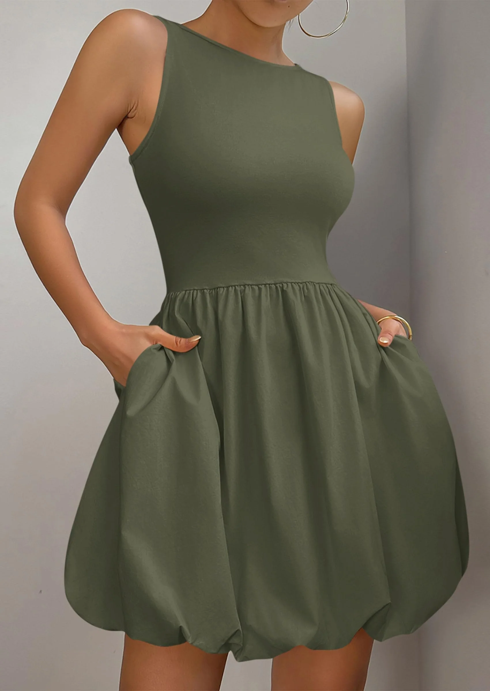 PRETTYGARDEN Summer Dresses for Women Casual Sleeveless Tank Mini Short Dress Crew Neck Bubble Sundress with Pockets - Image 22