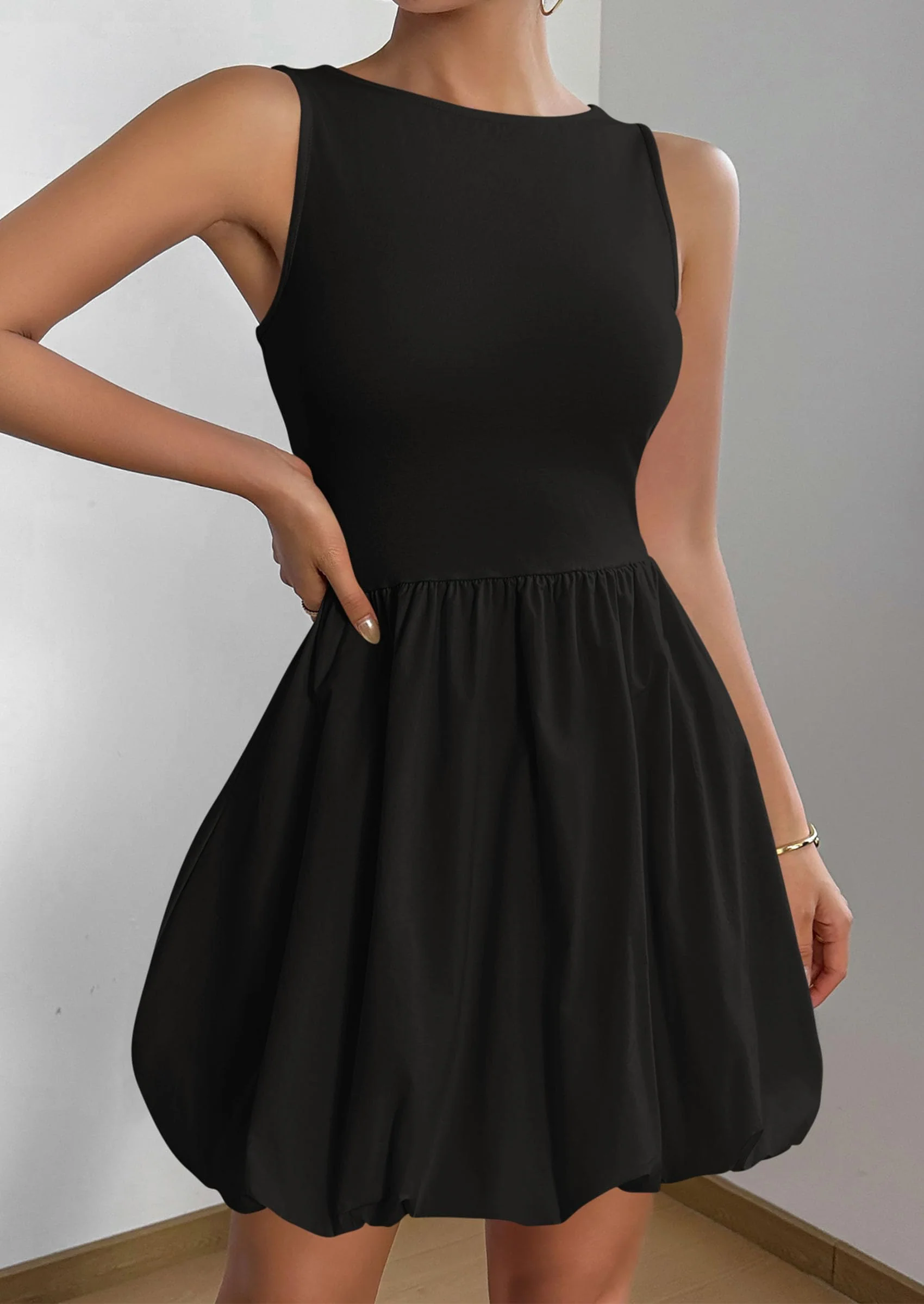 PRETTYGARDEN Summer Dresses for Women Casual Sleeveless Tank Mini Short Dress Crew Neck Bubble Sundress with Pockets - Image 29