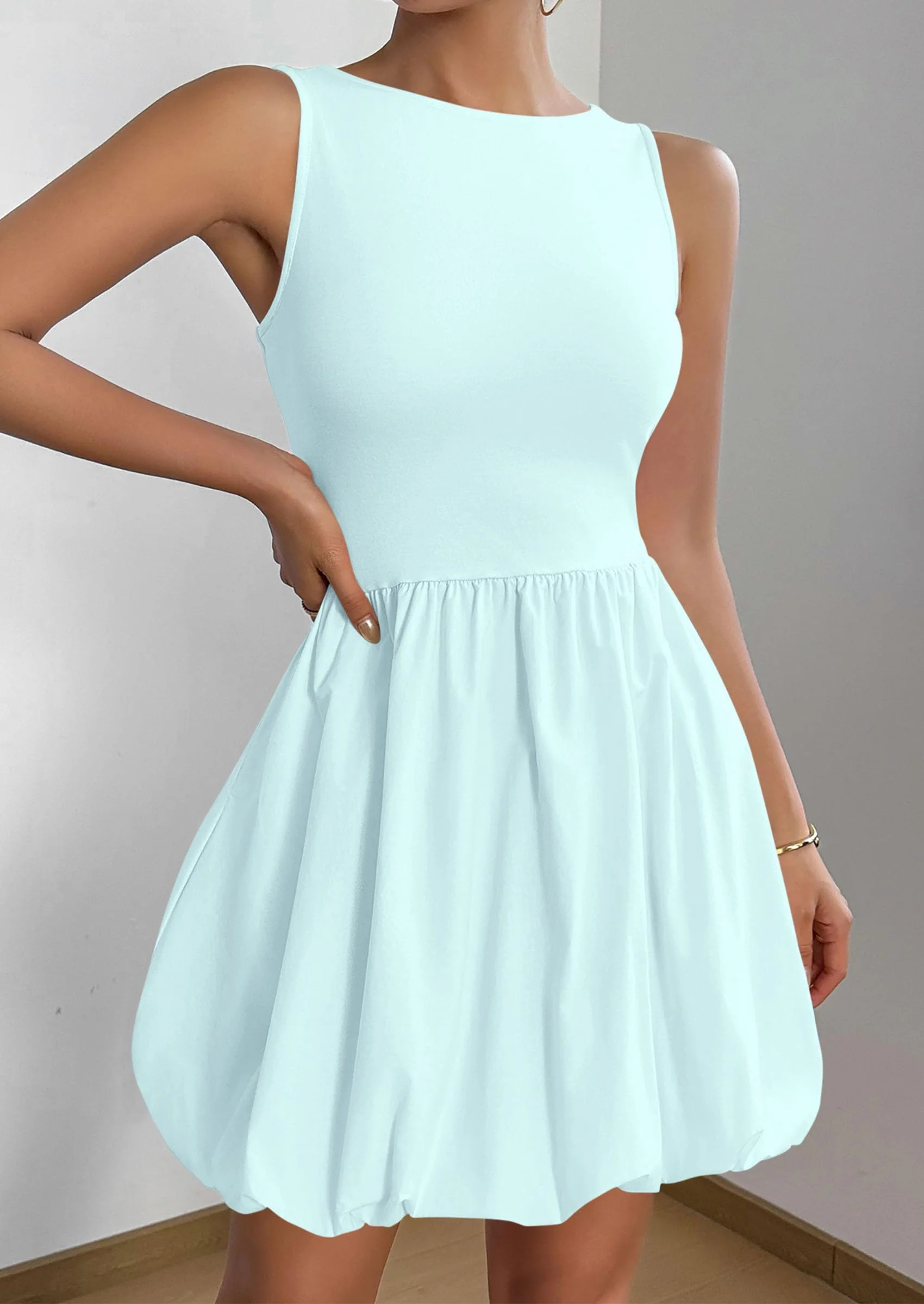 PRETTYGARDEN Summer Dresses for Women Casual Sleeveless Tank Mini Short Dress Crew Neck Bubble Sundress with Pockets - Image 37