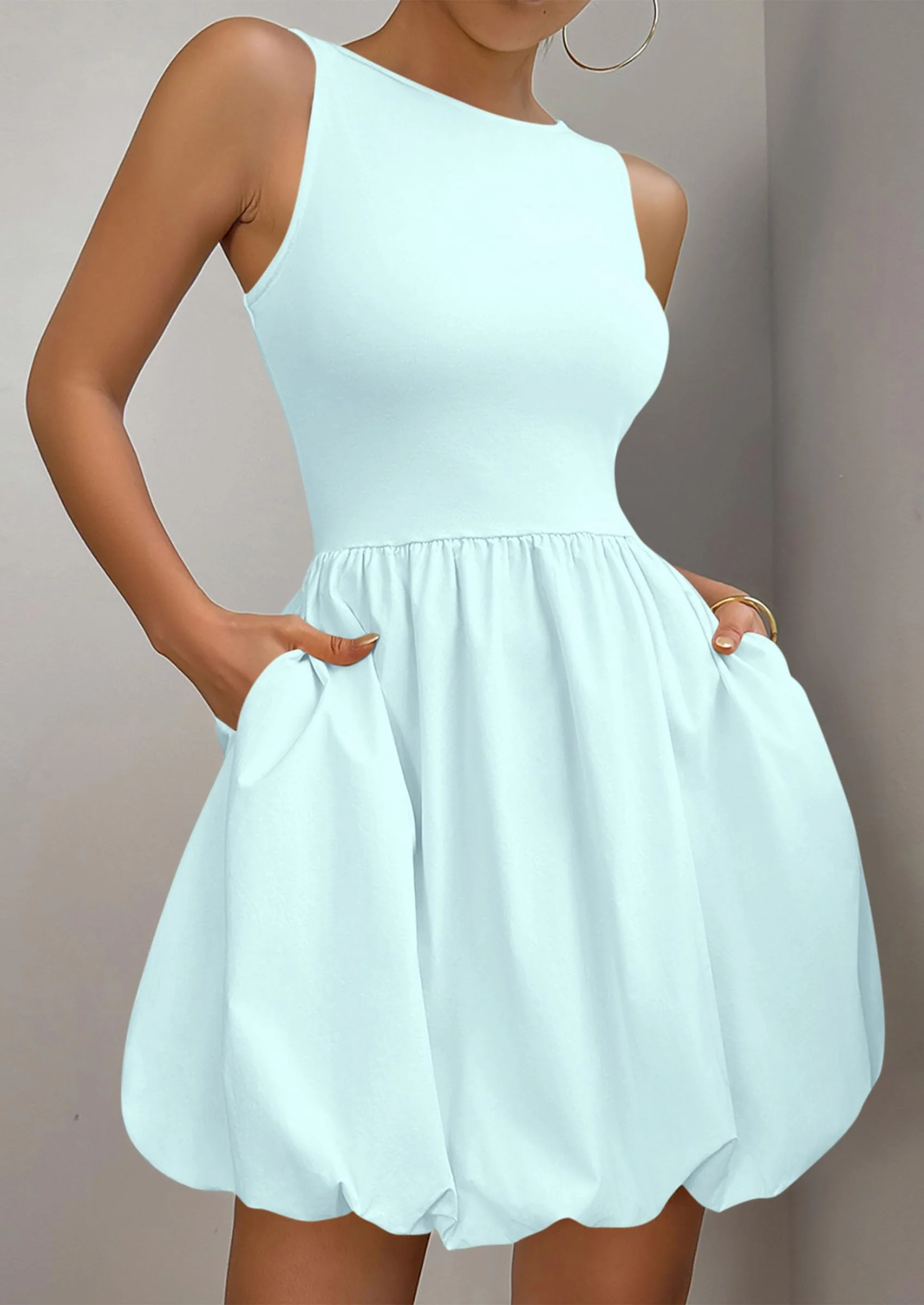 PRETTYGARDEN Summer Dresses for Women Casual Sleeveless Tank Mini Short Dress Crew Neck Bubble Sundress with Pockets - Image 38