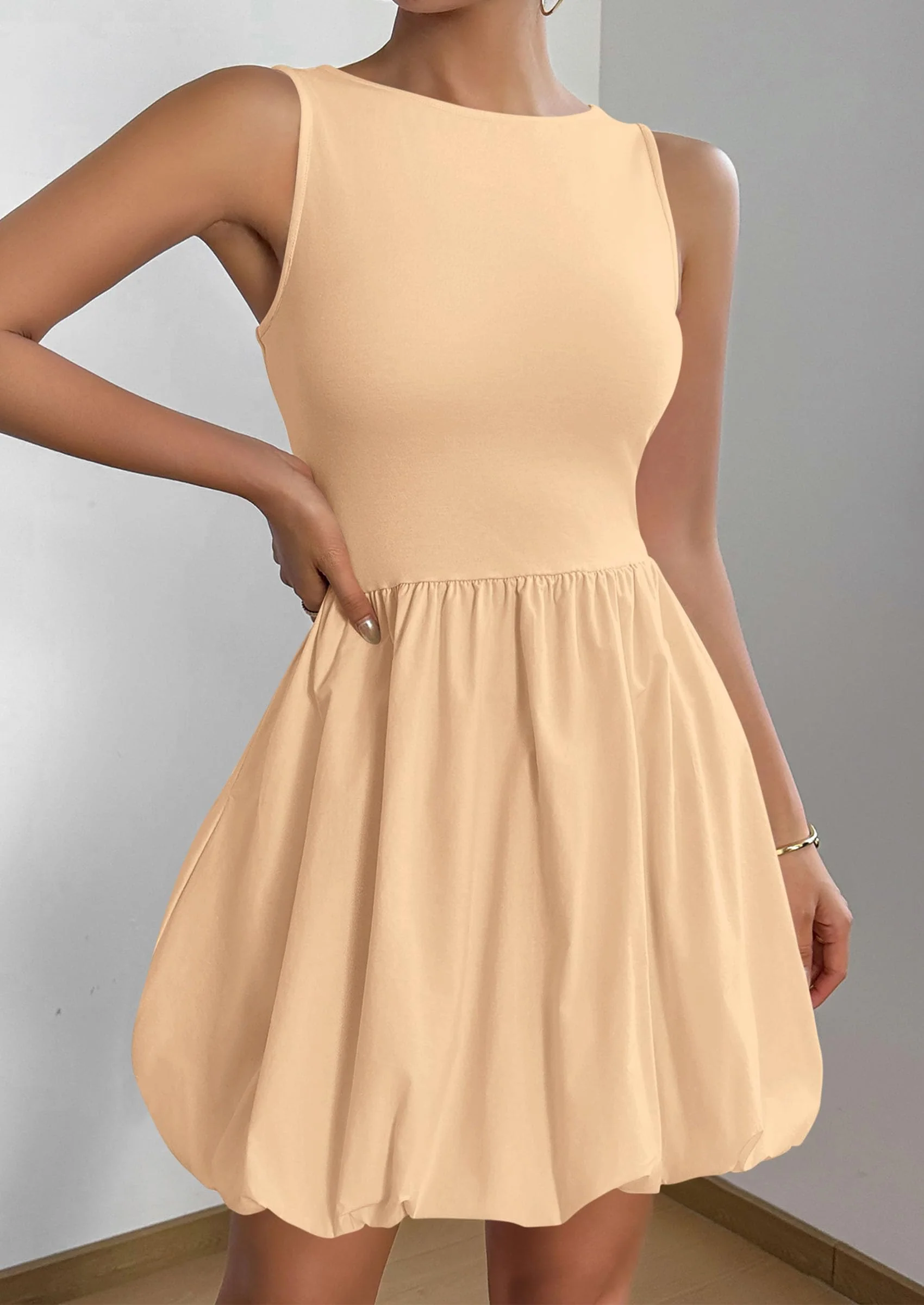 PRETTYGARDEN Summer Dresses for Women Casual Sleeveless Tank Mini Short Dress Crew Neck Bubble Sundress with Pockets - Image 4