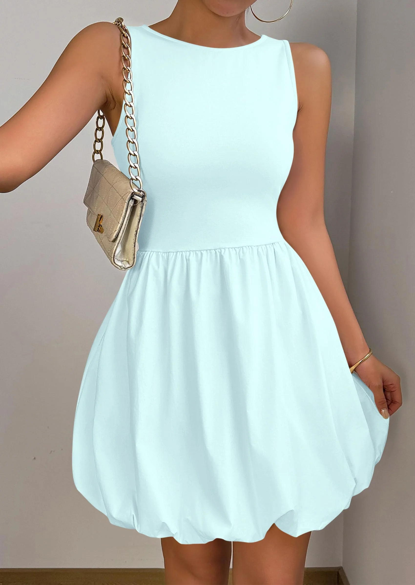 PRETTYGARDEN Summer Dresses for Women Casual Sleeveless Tank Mini Short Dress Crew Neck Bubble Sundress with Pockets - Image 40