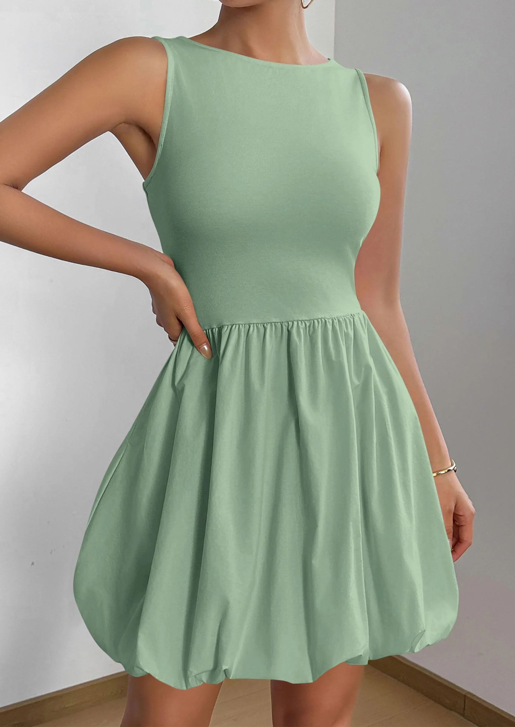 PRETTYGARDEN Summer Dresses for Women Casual Sleeveless Tank Mini Short Dress Crew Neck Bubble Sundress with Pockets - Image 45