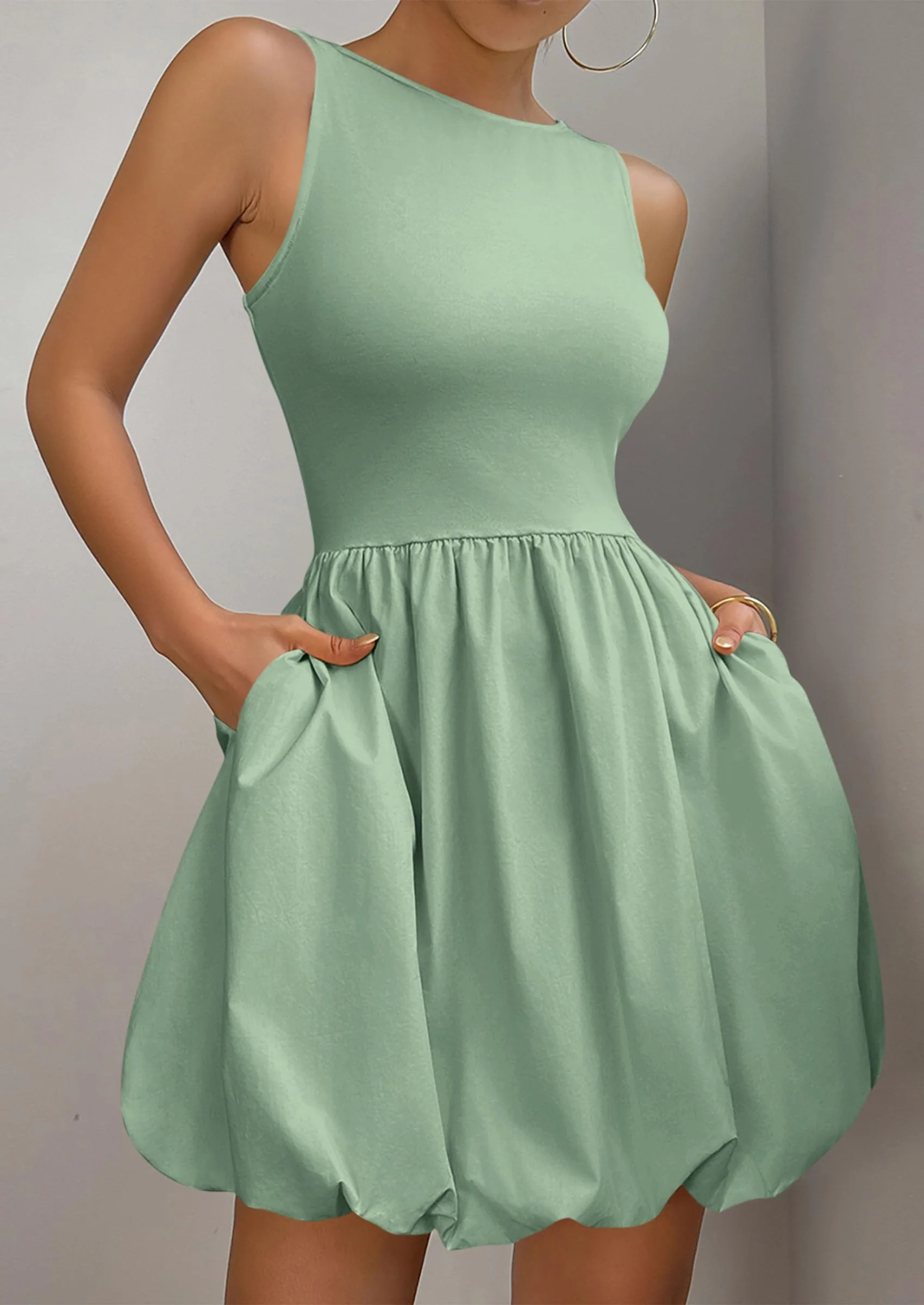 PRETTYGARDEN Summer Dresses for Women Casual Sleeveless Tank Mini Short Dress Crew Neck Bubble Sundress with Pockets - Image 46