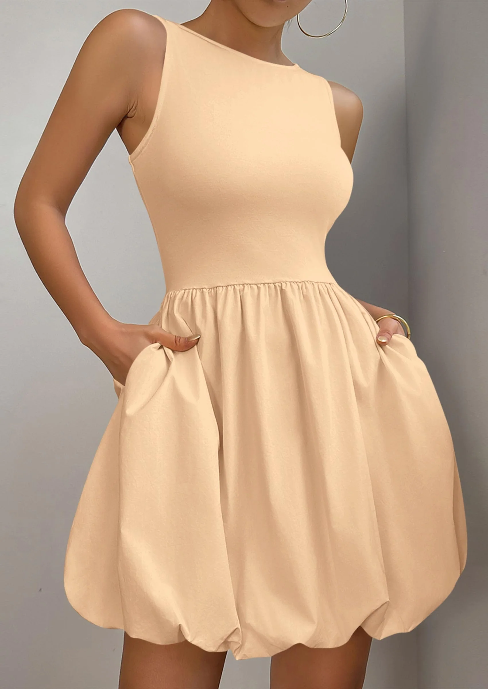 PRETTYGARDEN Summer Dresses for Women Casual Sleeveless Tank Mini Short Dress Crew Neck Bubble Sundress with Pockets - Image 5