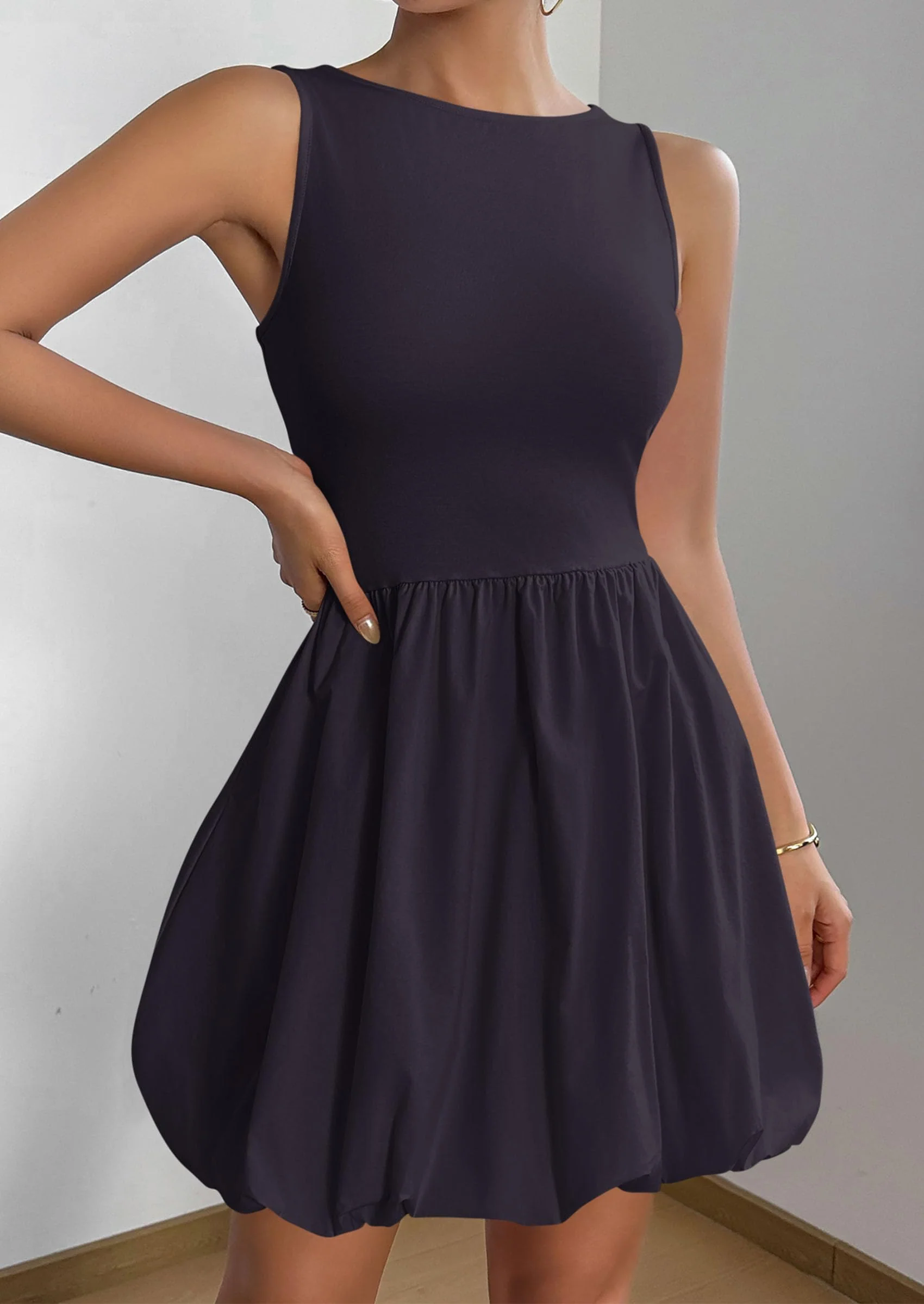 PRETTYGARDEN Summer Dresses for Women Casual Sleeveless Tank Mini Short Dress Crew Neck Bubble Sundress with Pockets - Image 53