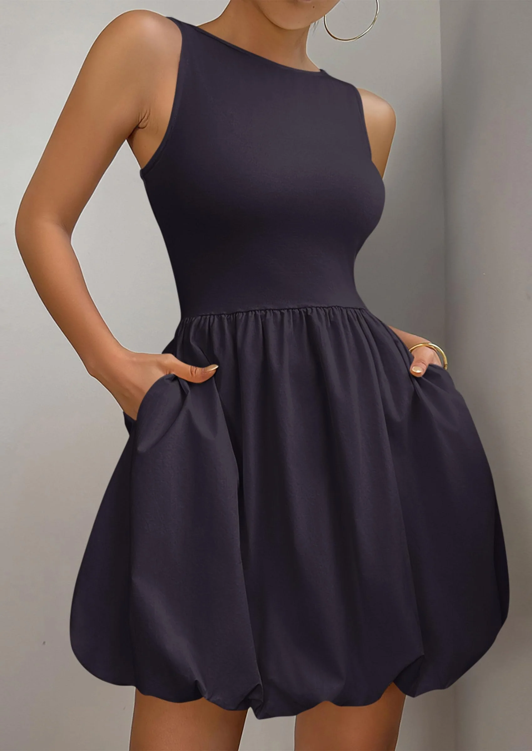 PRETTYGARDEN Summer Dresses for Women Casual Sleeveless Tank Mini Short Dress Crew Neck Bubble Sundress with Pockets - Image 54