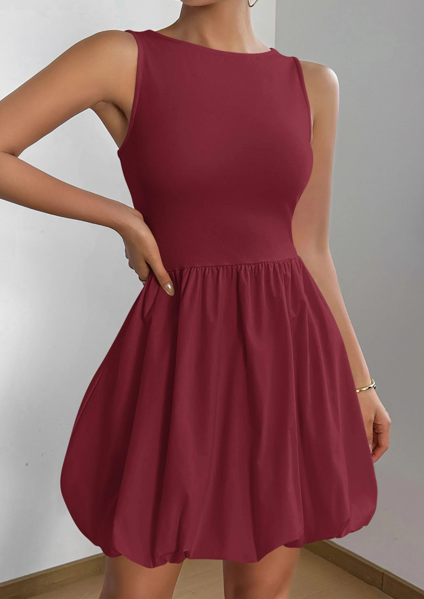 PRETTYGARDEN Summer Dresses for Women Casual Sleeveless Tank Mini Short Dress Crew Neck Bubble Sundress with Pockets - Image 61