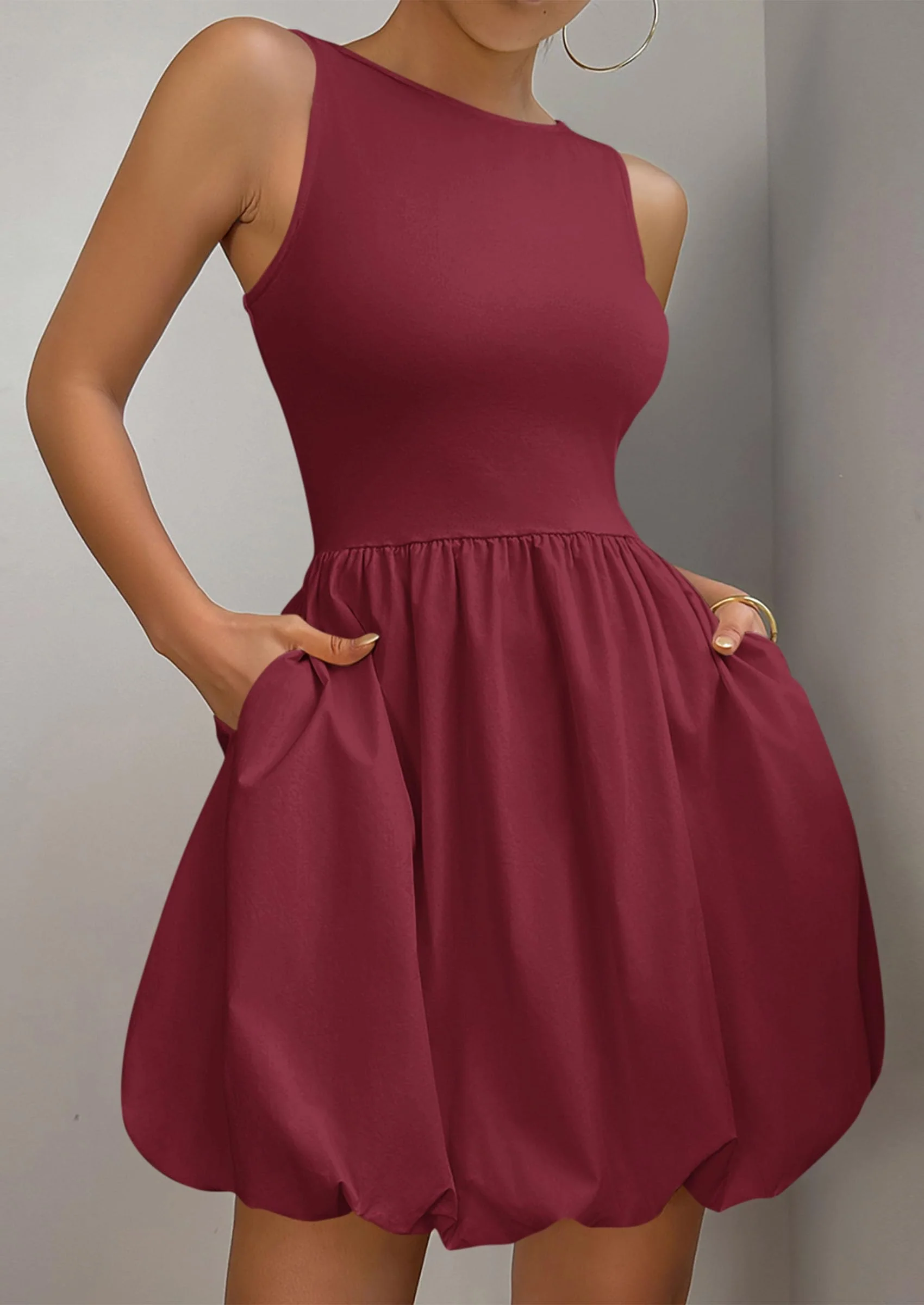 PRETTYGARDEN Summer Dresses for Women Casual Sleeveless Tank Mini Short Dress Crew Neck Bubble Sundress with Pockets - Image 62