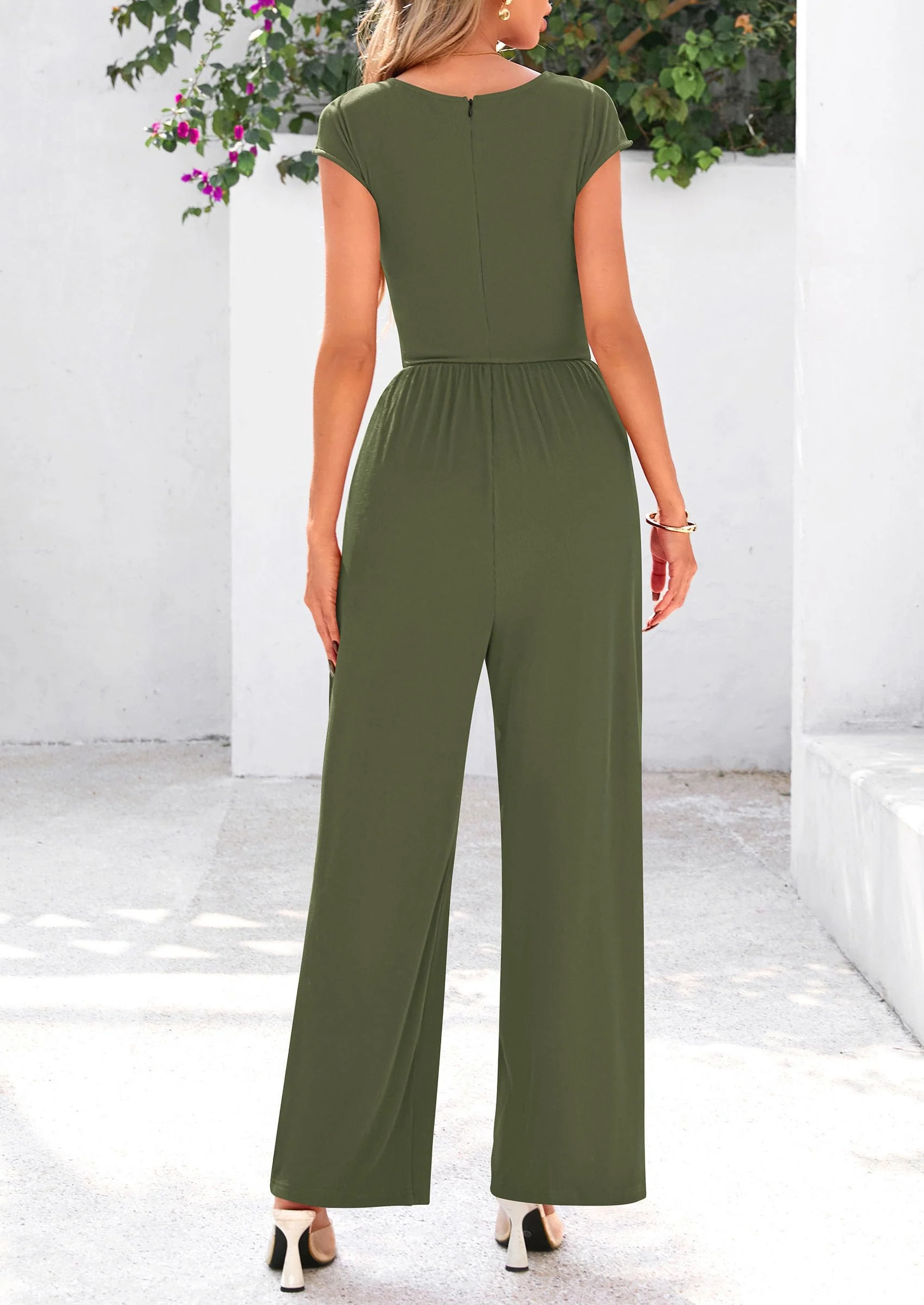 PRETTYGARDEN Summer Jumpsuits Ribbed Cap Sleeve Wide Leg Pants Women's Rompers Elegant Casual Trendy Vacation Outfits - Image 11