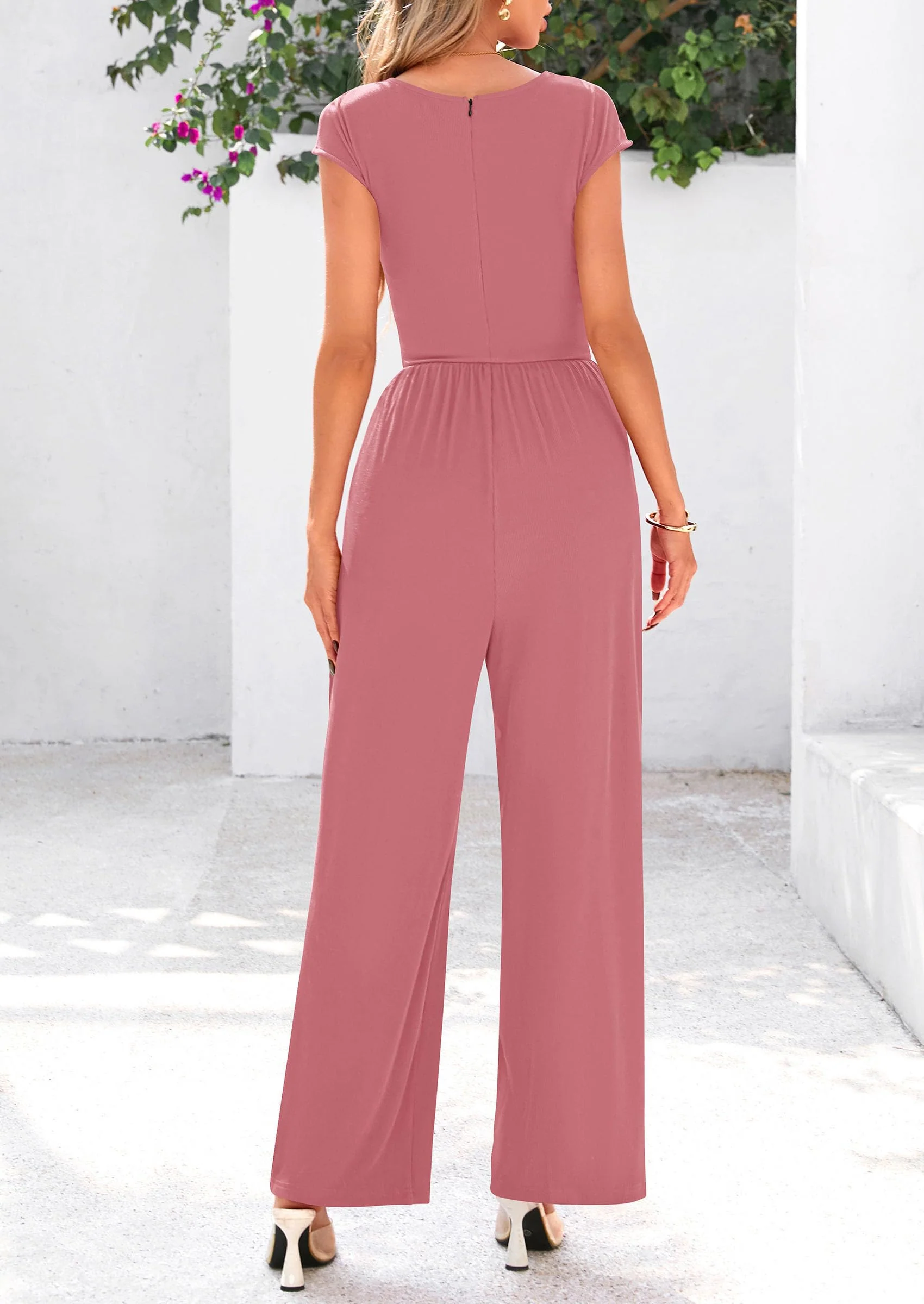PRETTYGARDEN Summer Jumpsuits Ribbed Cap Sleeve Wide Leg Pants Women's Rompers Elegant Casual Trendy Vacation Outfits - Image 35