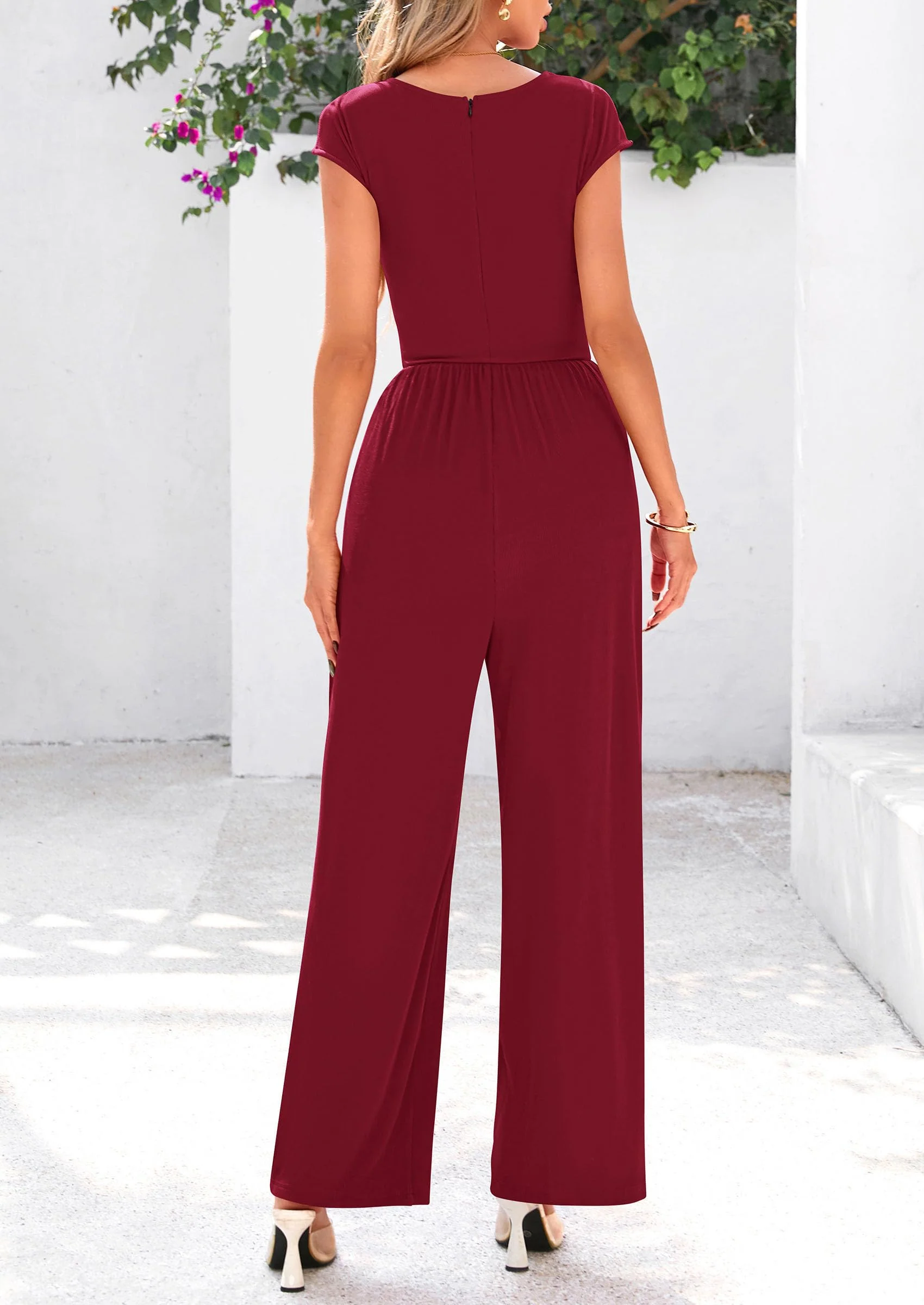 PRETTYGARDEN Summer Jumpsuits Ribbed Cap Sleeve Wide Leg Pants Women's Rompers Elegant Casual Trendy Vacation Outfits - Image 60