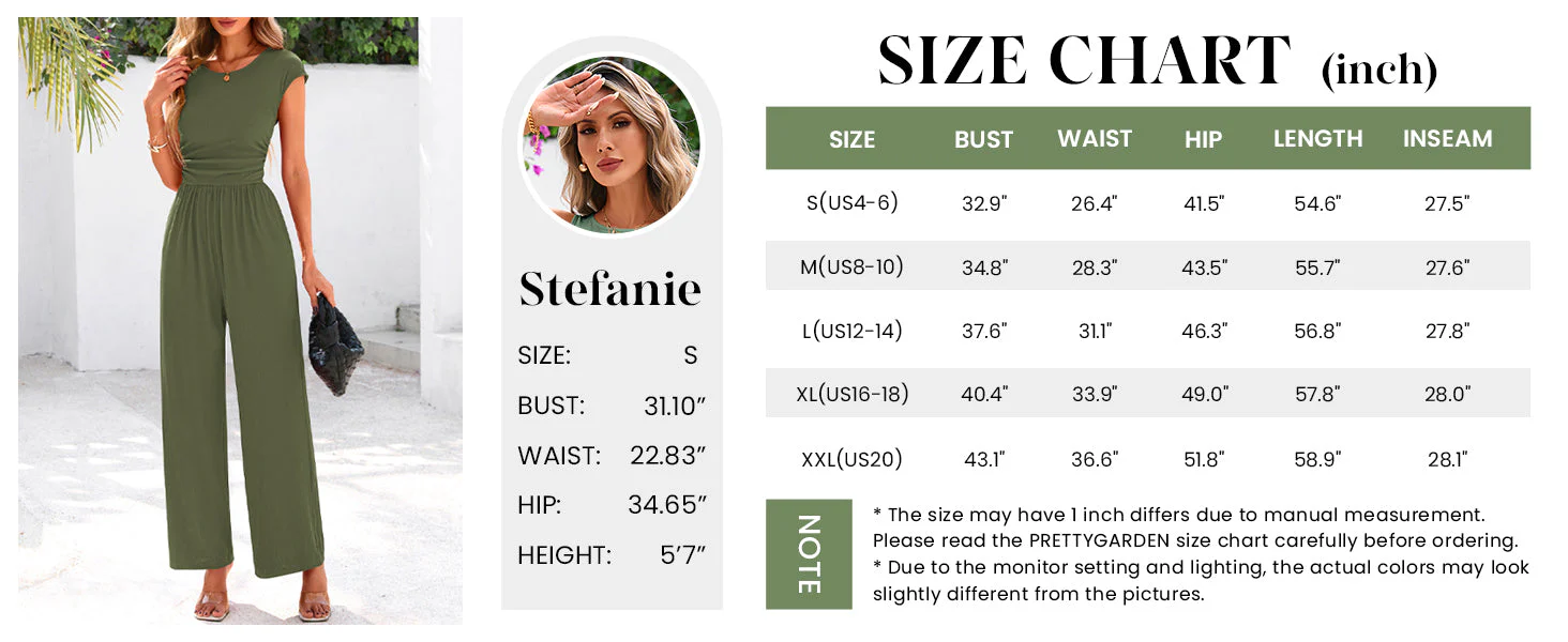 PRETTYGARDEN Summer Jumpsuits Ribbed Cap Sleeve Wide Leg Pants Women's Rompers Elegant Casual Trendy Vacation Outfits - Image 9