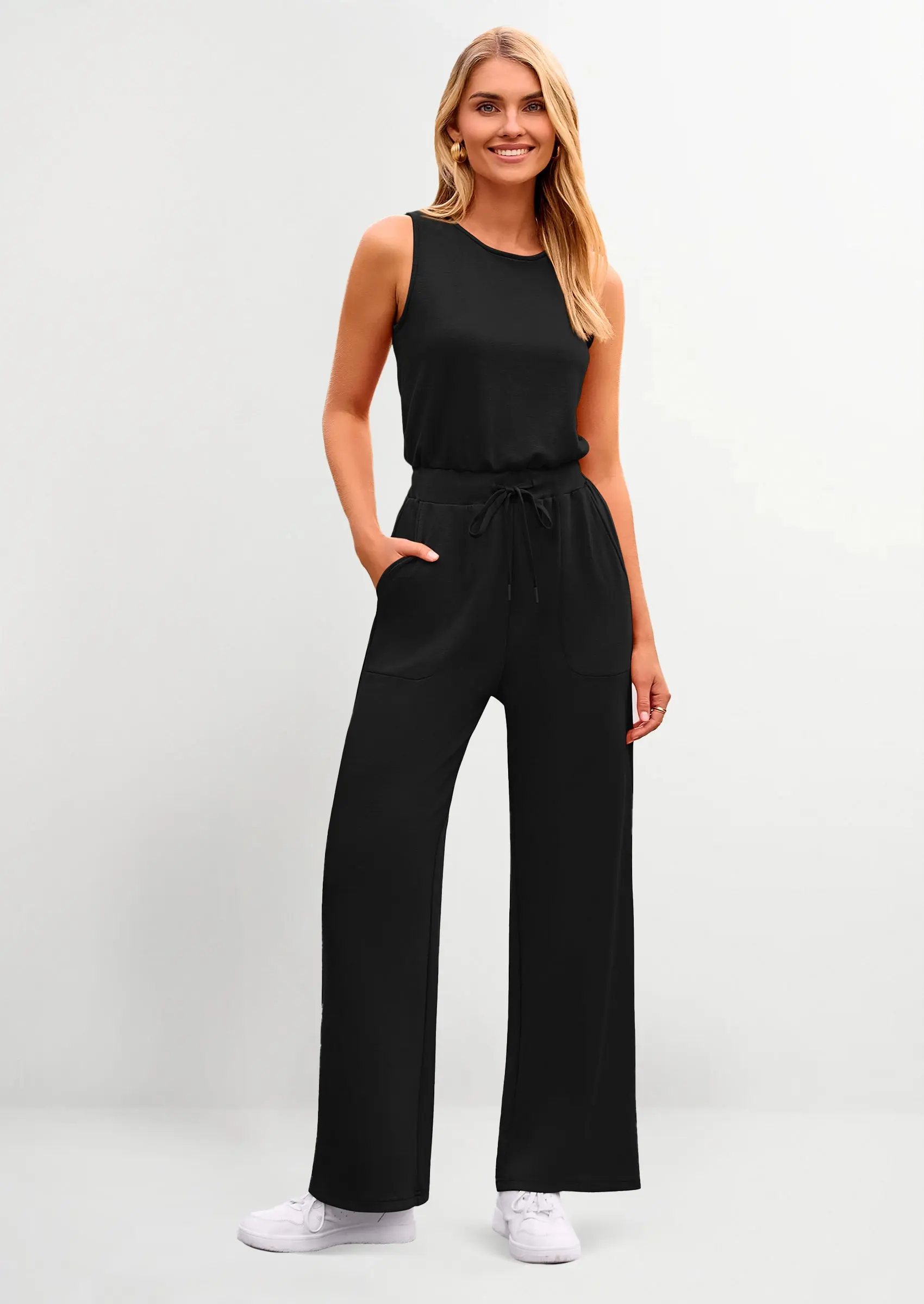 PRETTYGARDEN Womens Jumpsuits Summer Casual One Piece Outfits Sleeveless Wide Leg Long Pants Rompers - Image 16