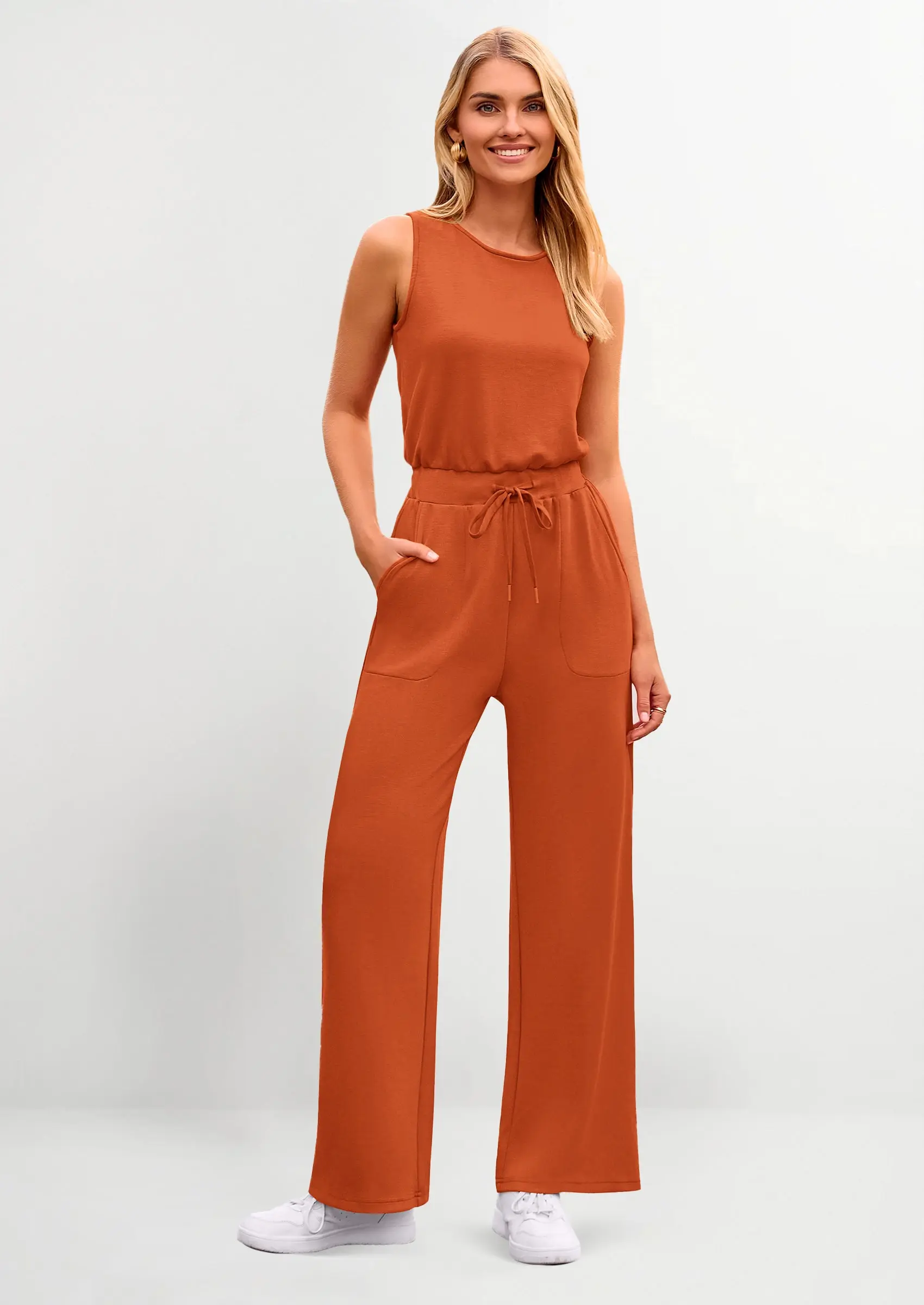 PRETTYGARDEN Womens Jumpsuits Summer Casual One Piece Outfits Sleeveless Wide Leg Long Pants Rompers - Image 23