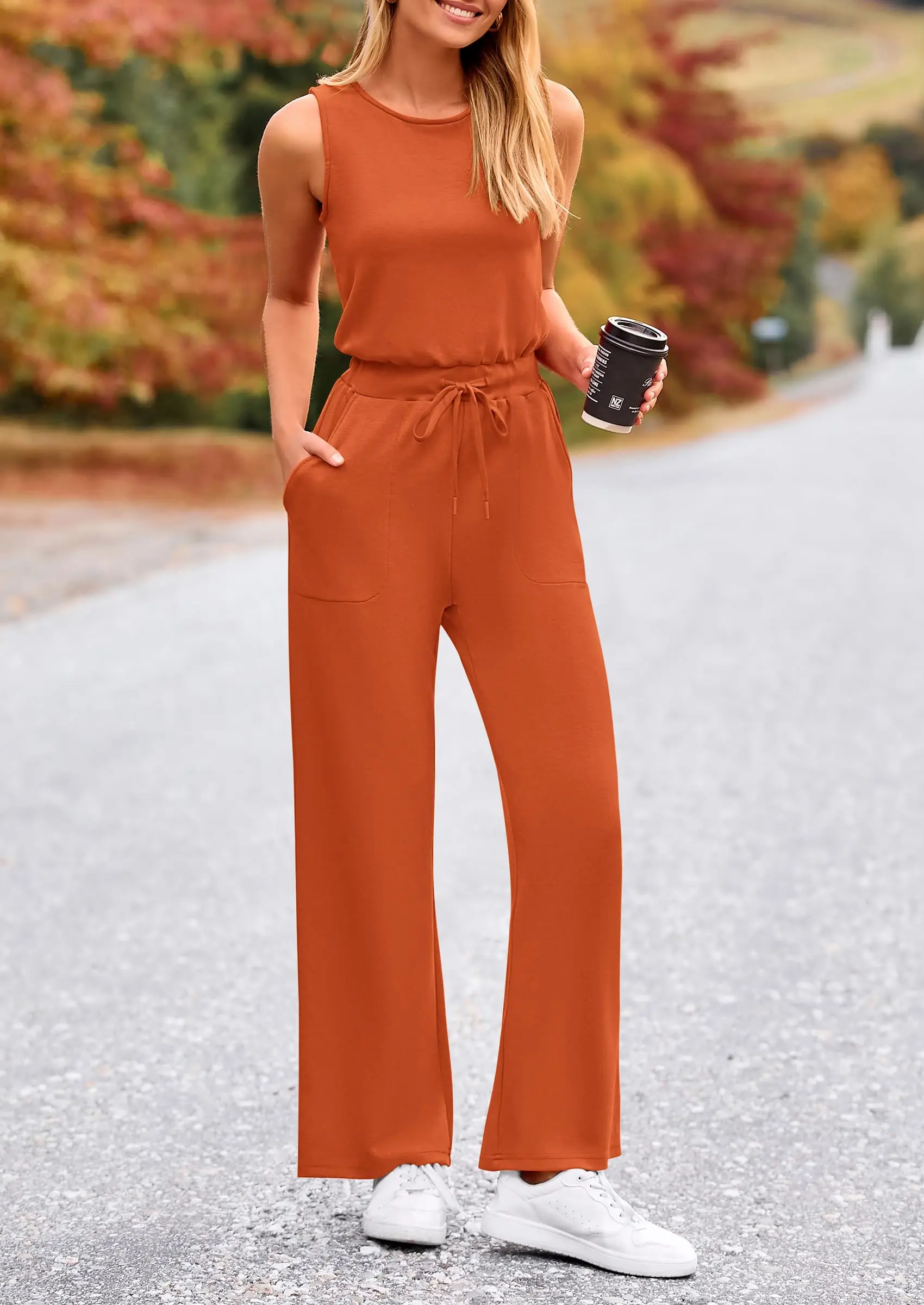 PRETTYGARDEN Womens Jumpsuits Summer Casual One Piece Outfits Sleeveless Wide Leg Long Pants Rompers - Image 26