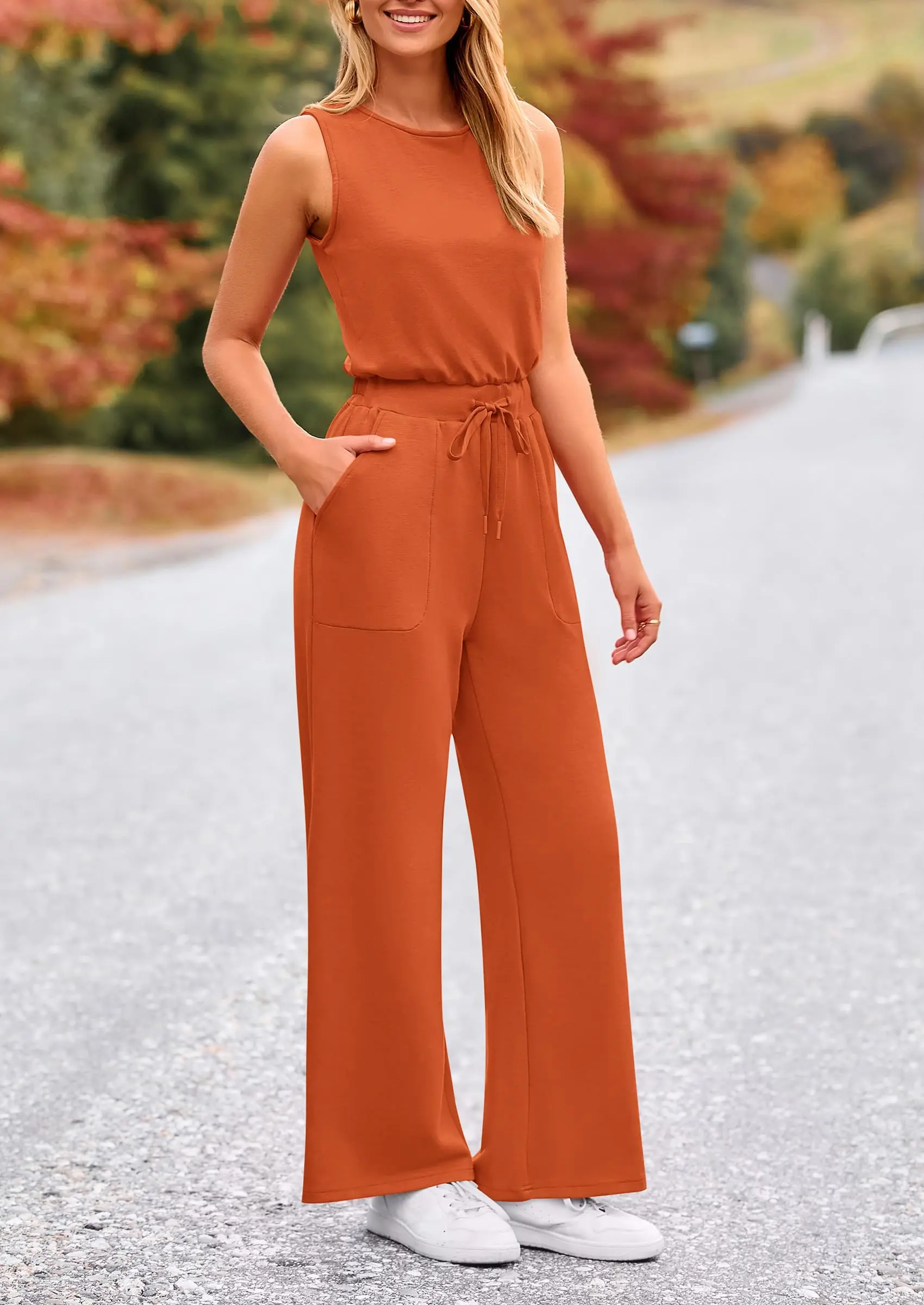 PRETTYGARDEN Womens Jumpsuits Summer Casual One Piece Outfits Sleeveless Wide Leg Long Pants Rompers - Image 27