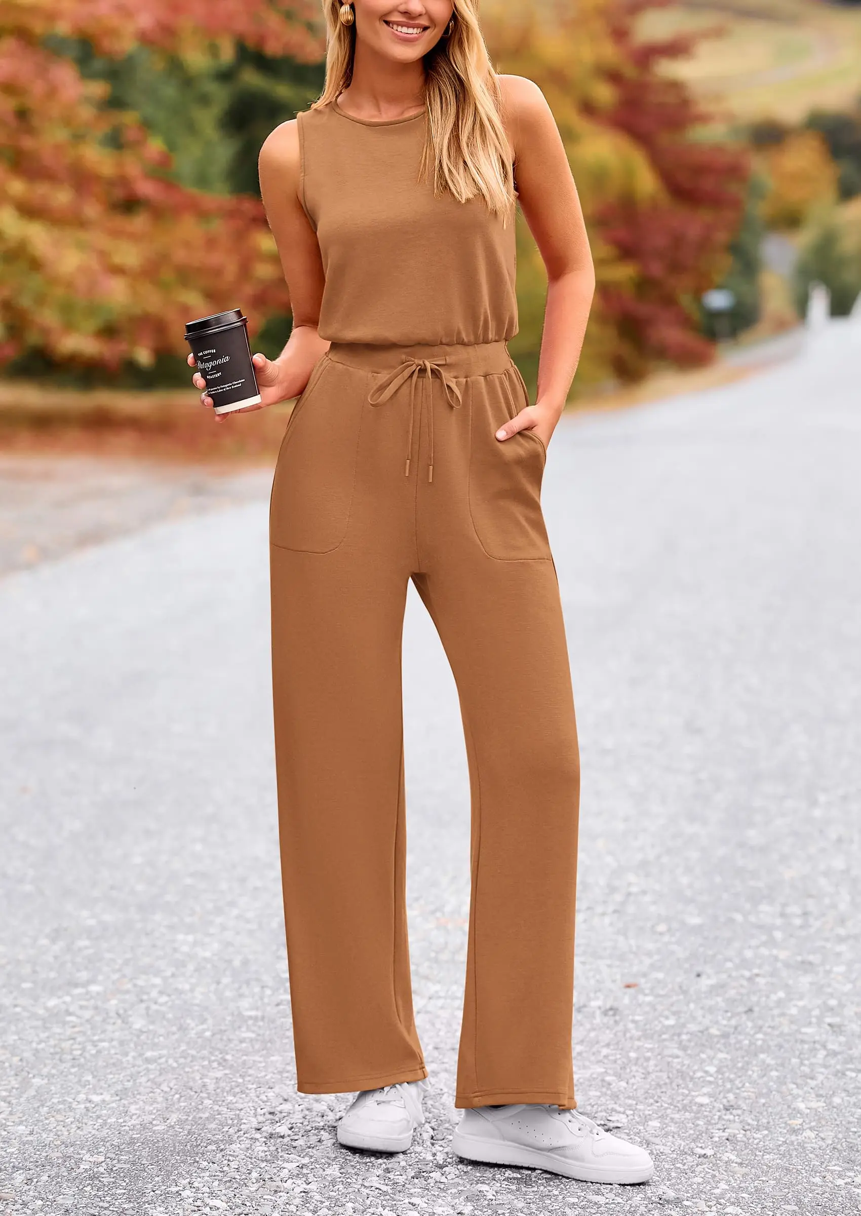 PRETTYGARDEN Womens Jumpsuits Summer Casual One Piece Outfits Sleeveless Wide Leg Long Pants Rompers - Image 32