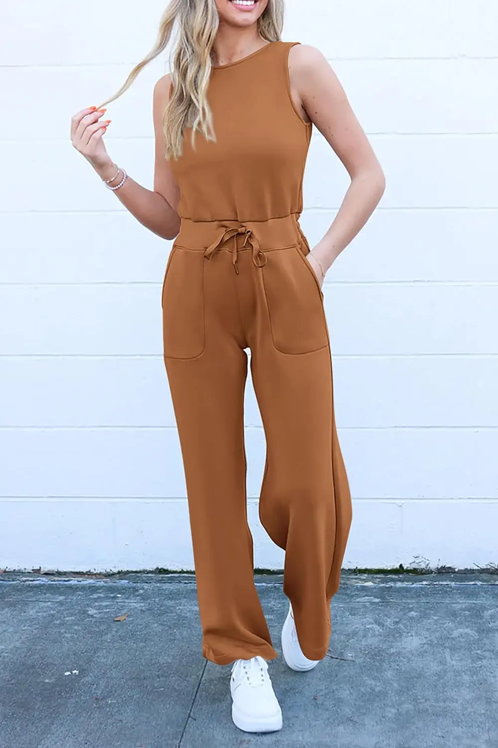 PRETTYGARDEN Womens Jumpsuits Summer Casual One Piece Outfits Sleeveless Wide Leg Long Pants Rompers - Image 36