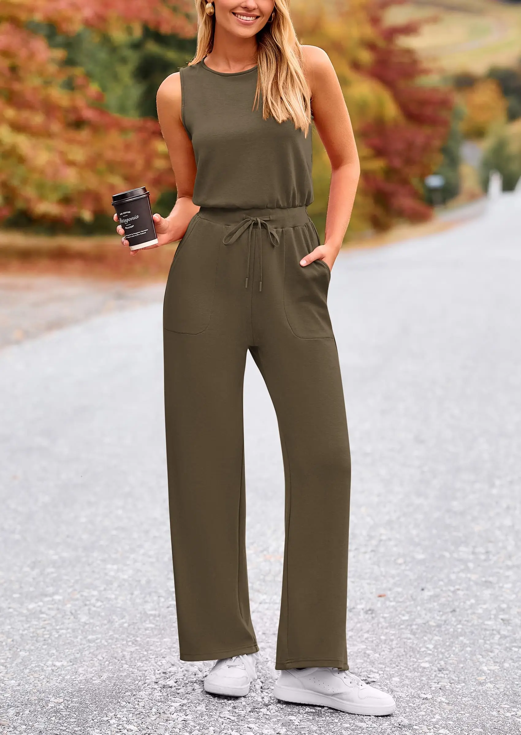 PRETTYGARDEN Womens Jumpsuits Summer Casual One Piece Outfits Sleeveless Wide Leg Long Pants Rompers - Image 4