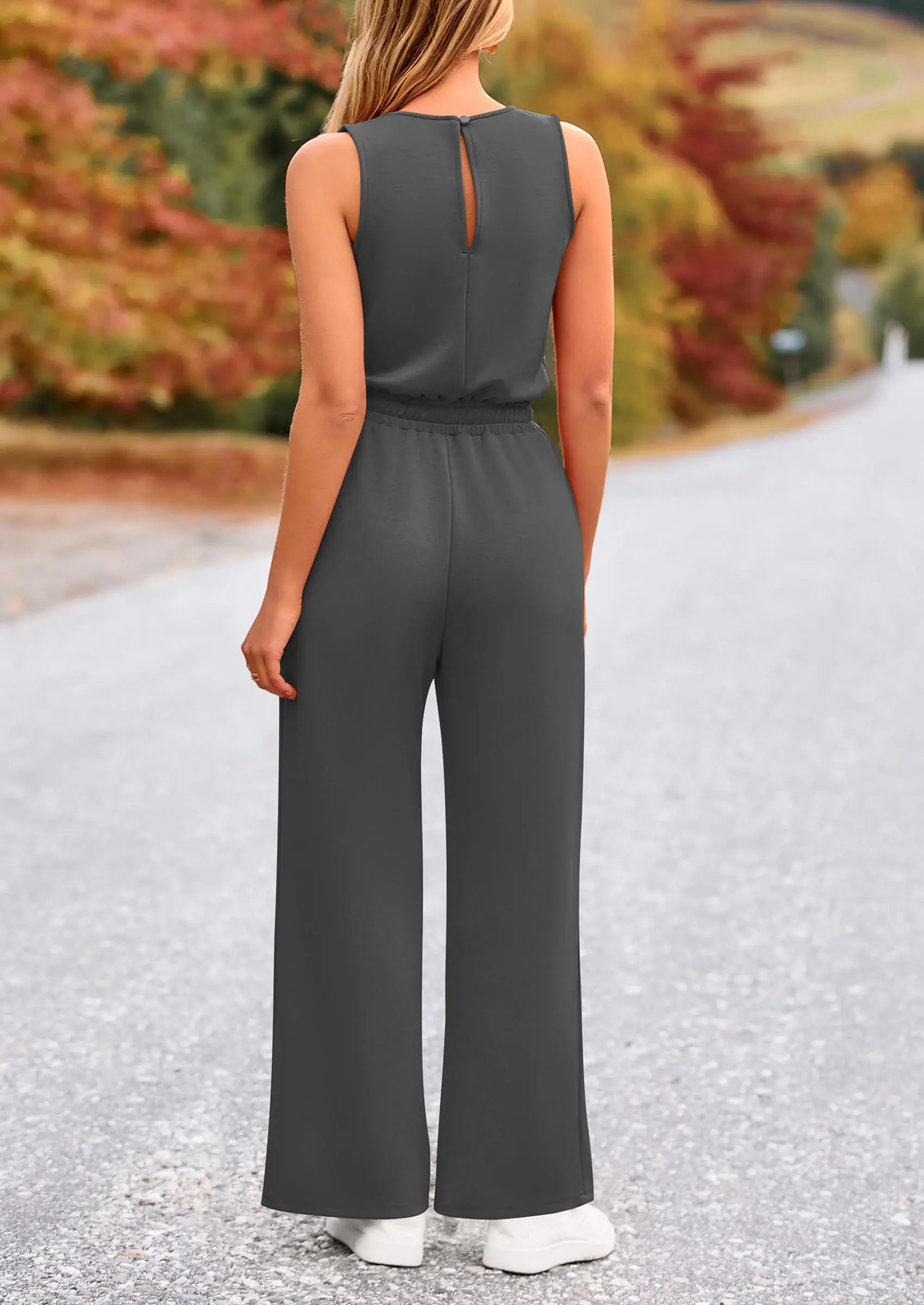 PRETTYGARDEN Womens Jumpsuits Summer Casual One Piece Outfits Sleeveless Wide Leg Long Pants Rompers - Image 45