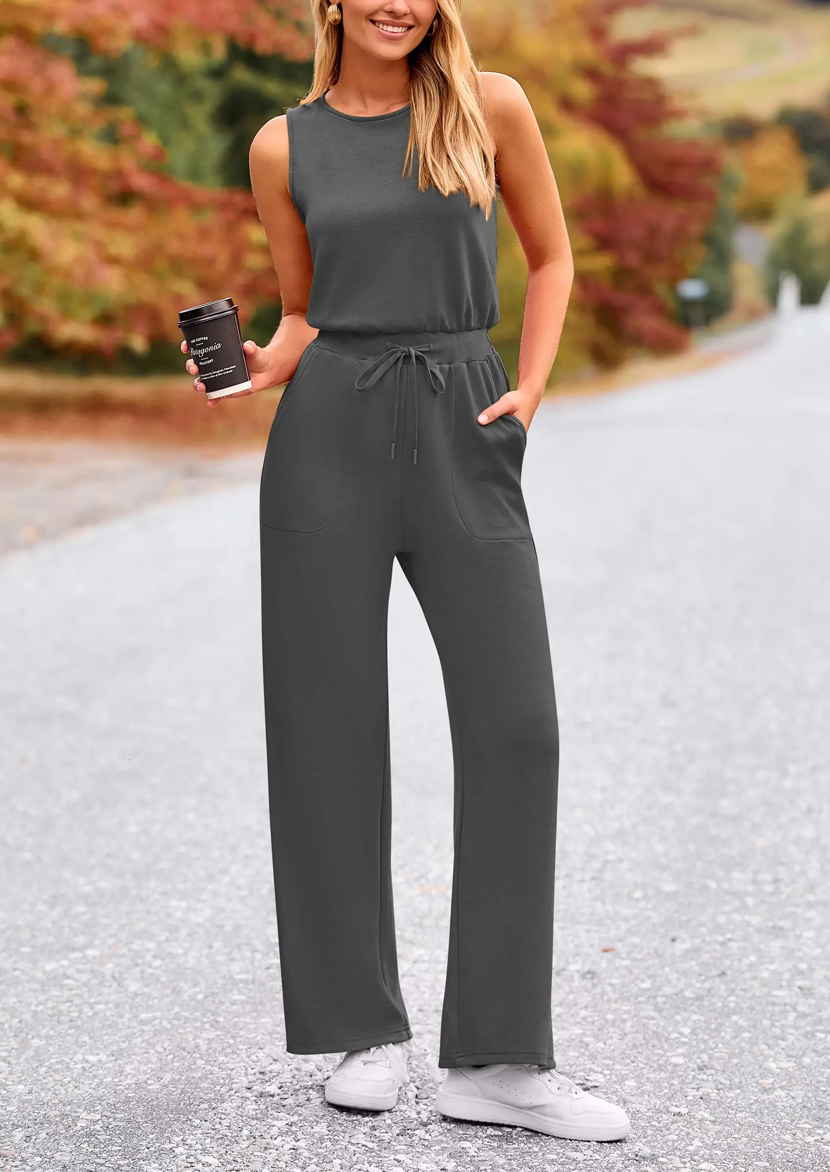 PRETTYGARDEN Womens Jumpsuits Summer Casual One Piece Outfits Sleeveless Wide Leg Long Pants Rompers - Image 47