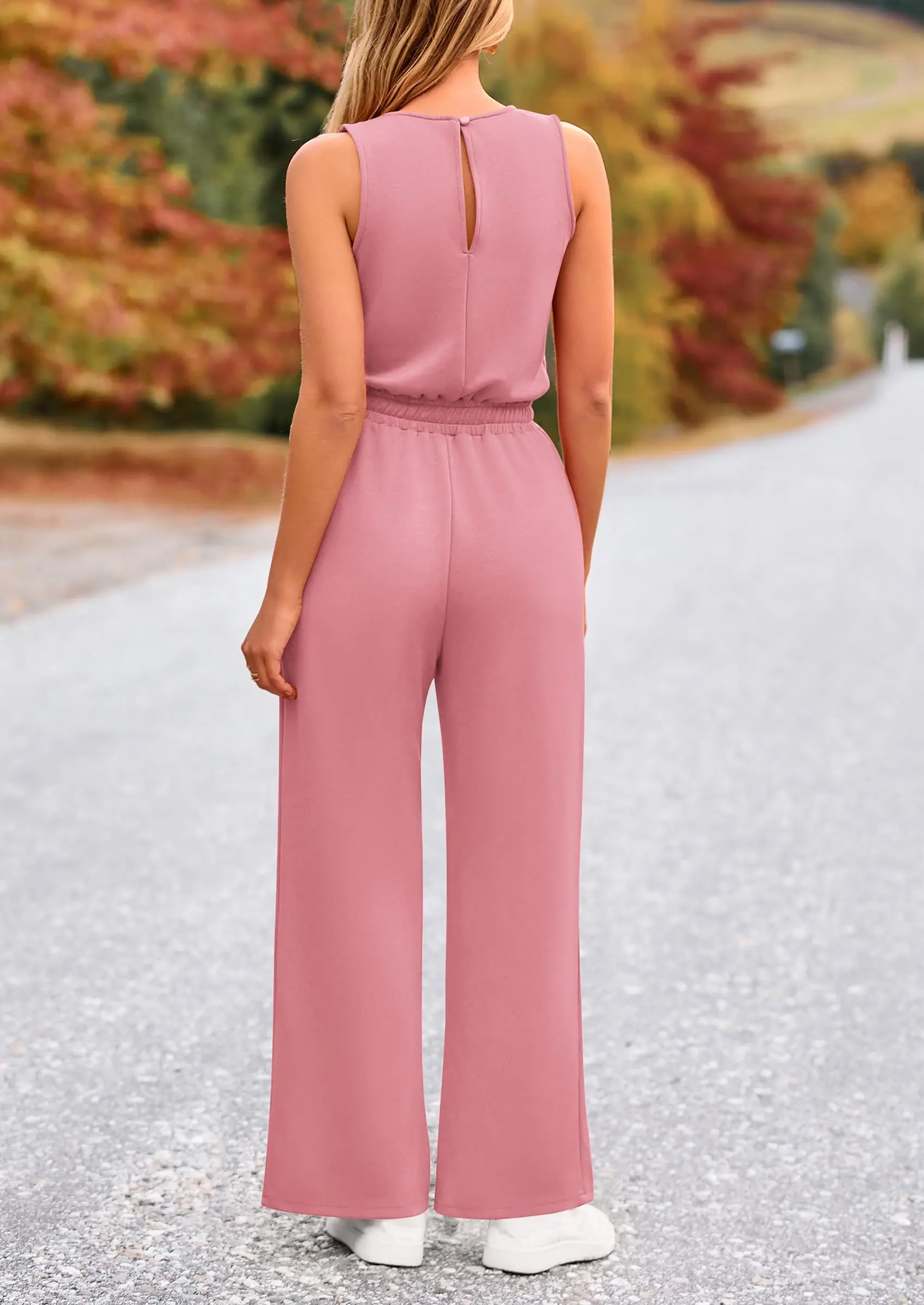 PRETTYGARDEN Womens Jumpsuits Summer Casual One Piece Outfits Sleeveless Wide Leg Long Pants Rompers - Image 52