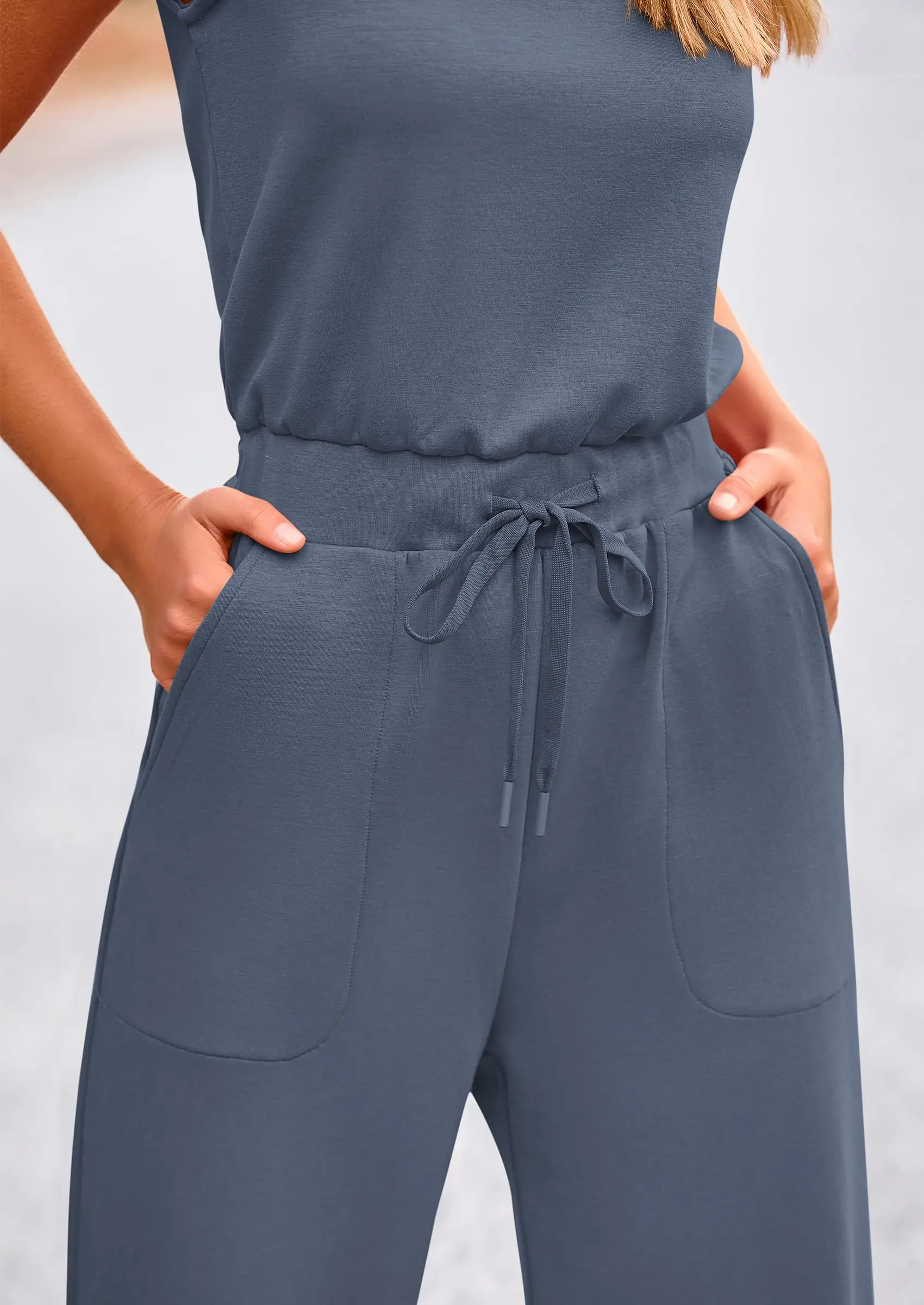 PRETTYGARDEN Womens Jumpsuits Summer Casual One Piece Outfits Sleeveless Wide Leg Long Pants Rompers - Image 69