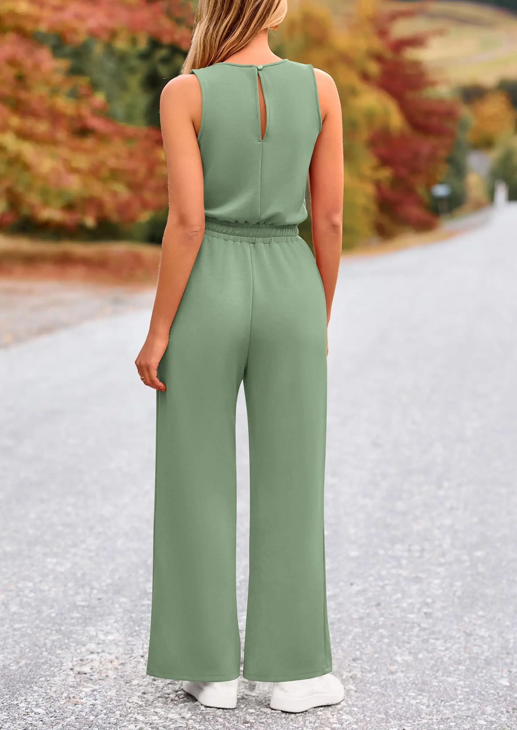 PRETTYGARDEN Womens Jumpsuits Summer Casual One Piece Outfits Sleeveless Wide Leg Long Pants Rompers - Image 72